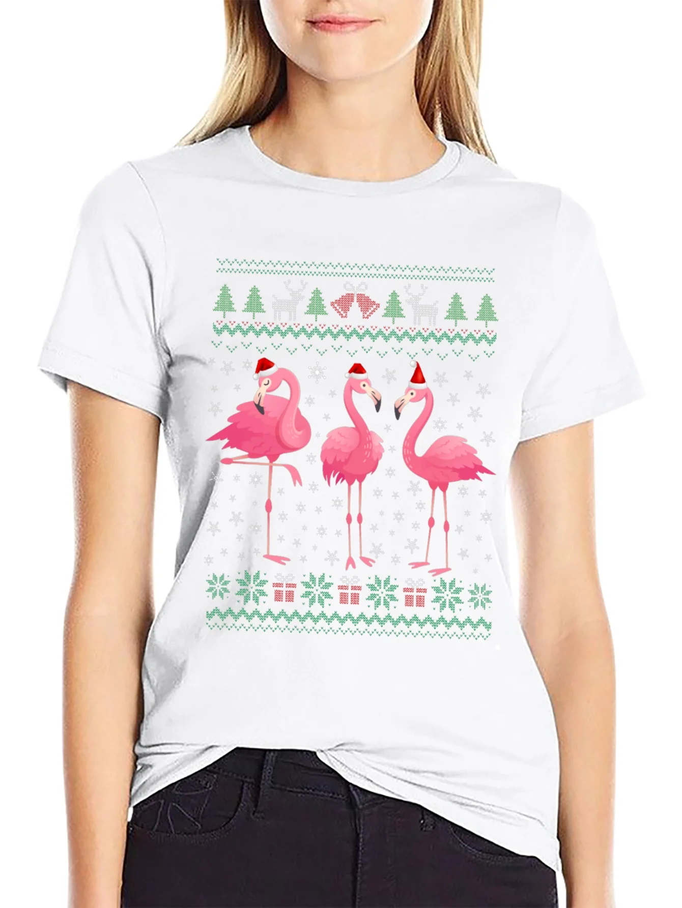 Camiseta Festiva con Flamencos Navide?os