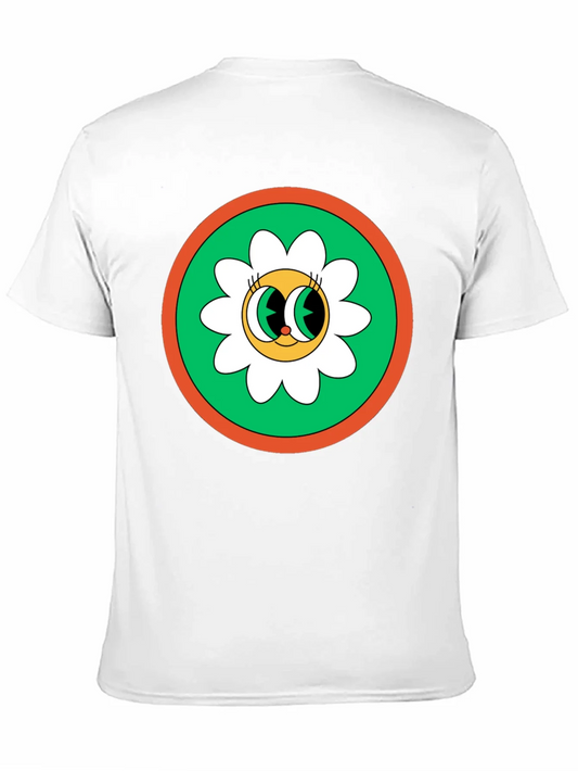 Rebbecca Retro Flower Power Graphic Tee - Black Cotton Blend
