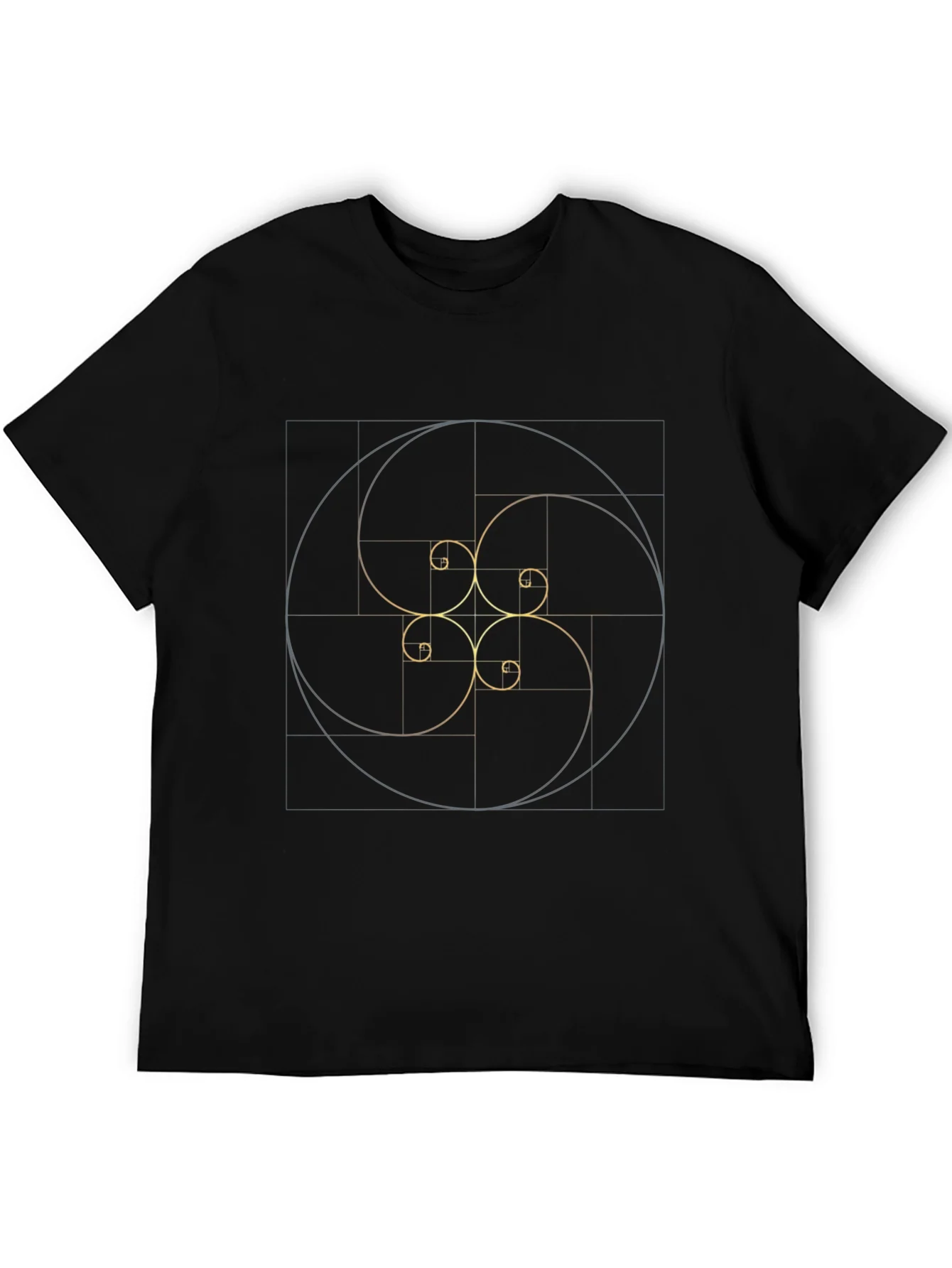 Camiseta Negra Espiral ¨¢urea: Elegancia Matem¨¢tica