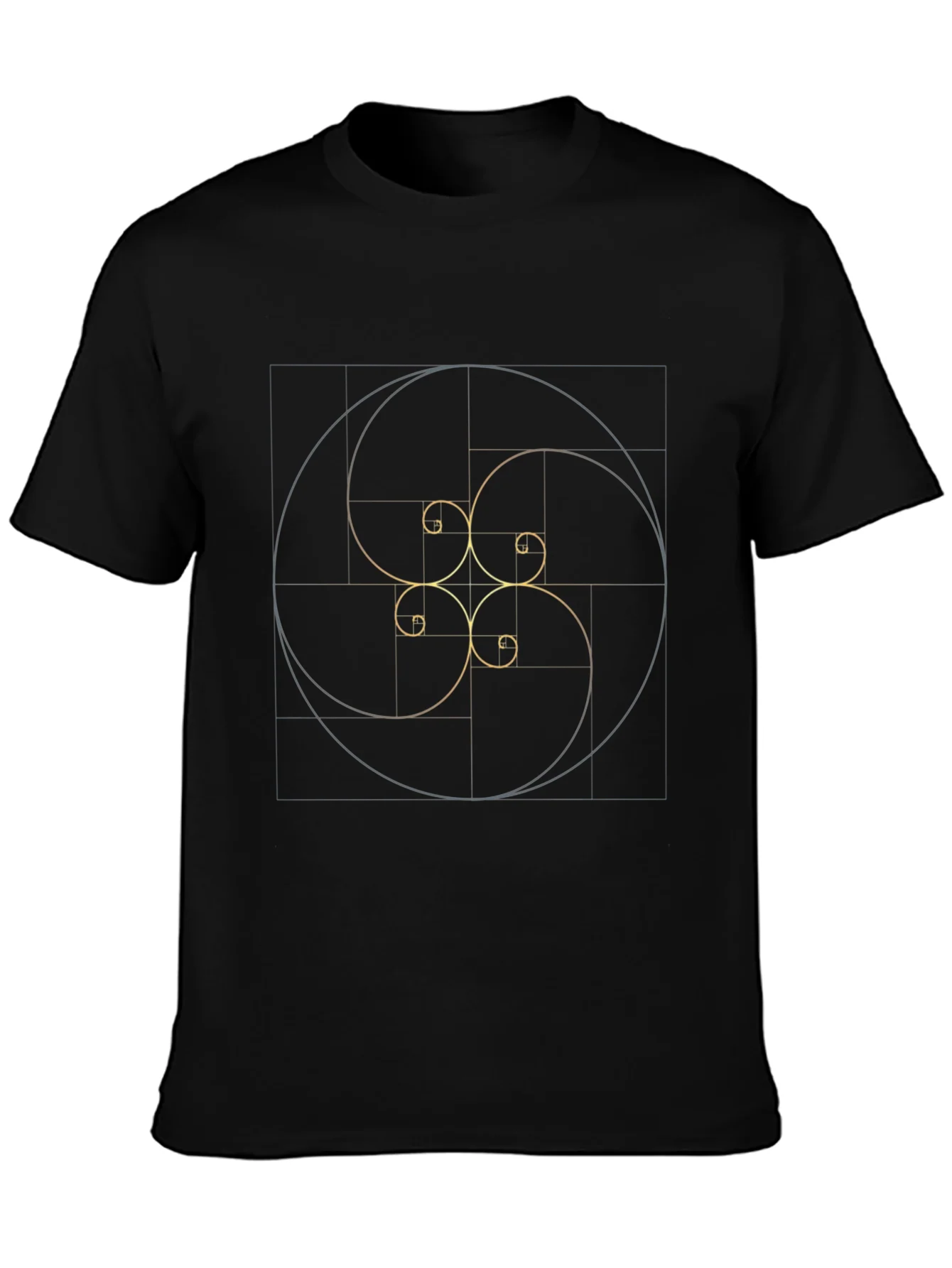 Camiseta Negra Espiral ¨¢urea: Elegancia Matem¨¢tica