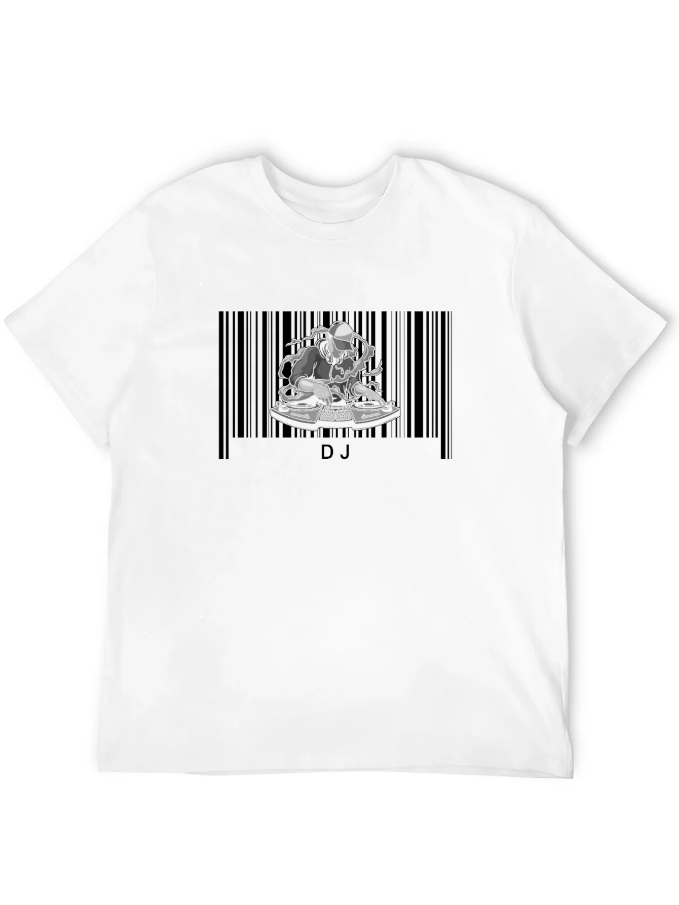 Camiseta Negra Dise?o DJ con C¨®digo de Barras
