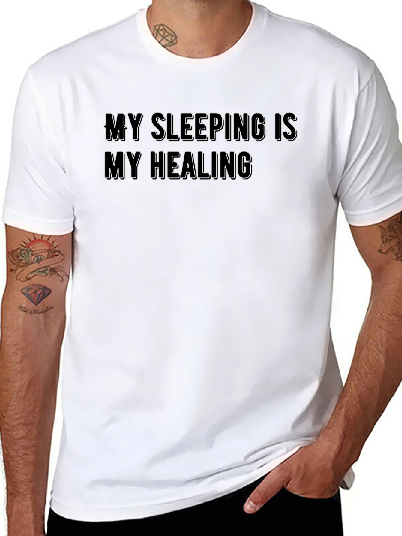 Rebbecca My Sleeping Is My Healing Black T-Shirt