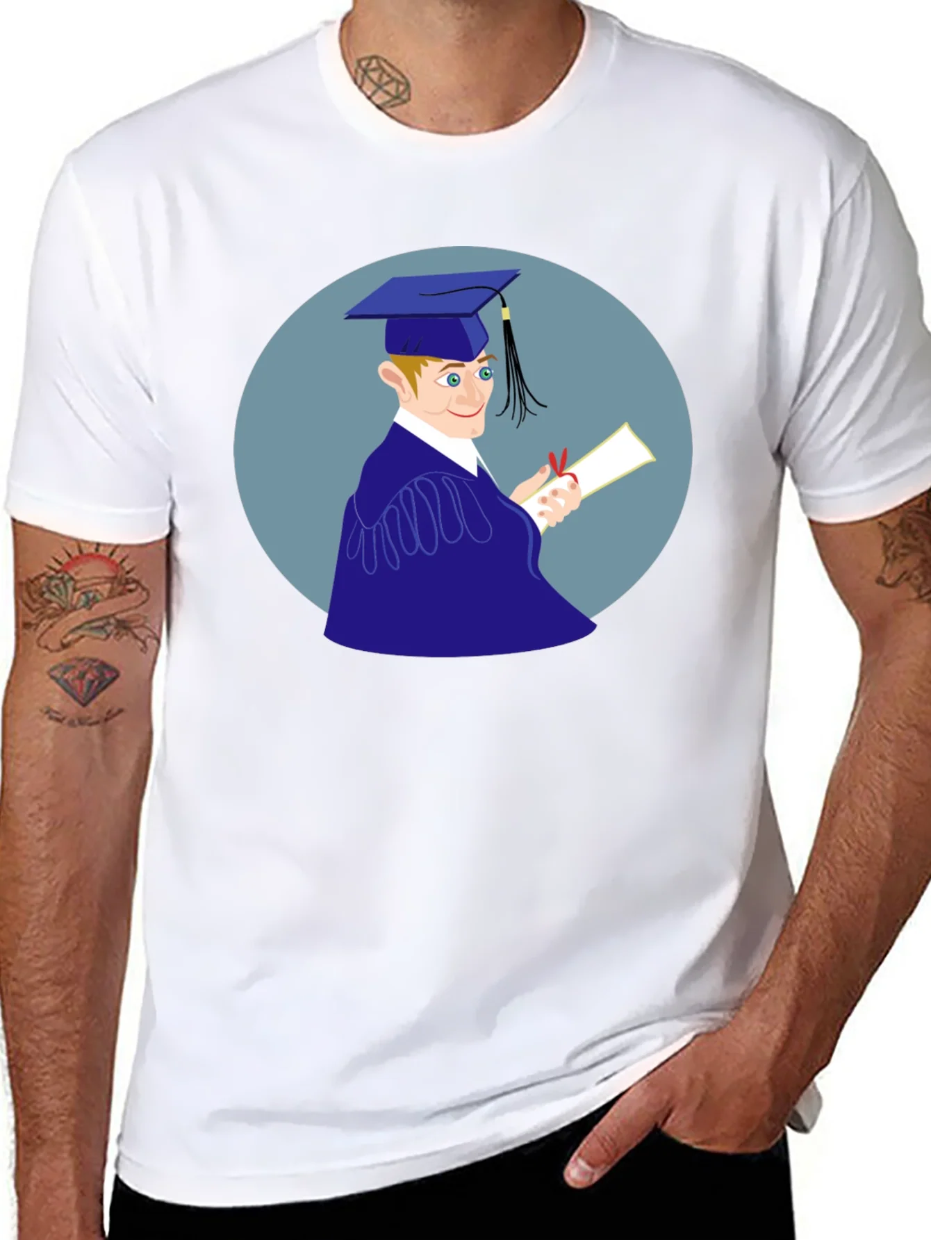 Camiseta Negra Estampado Graduado