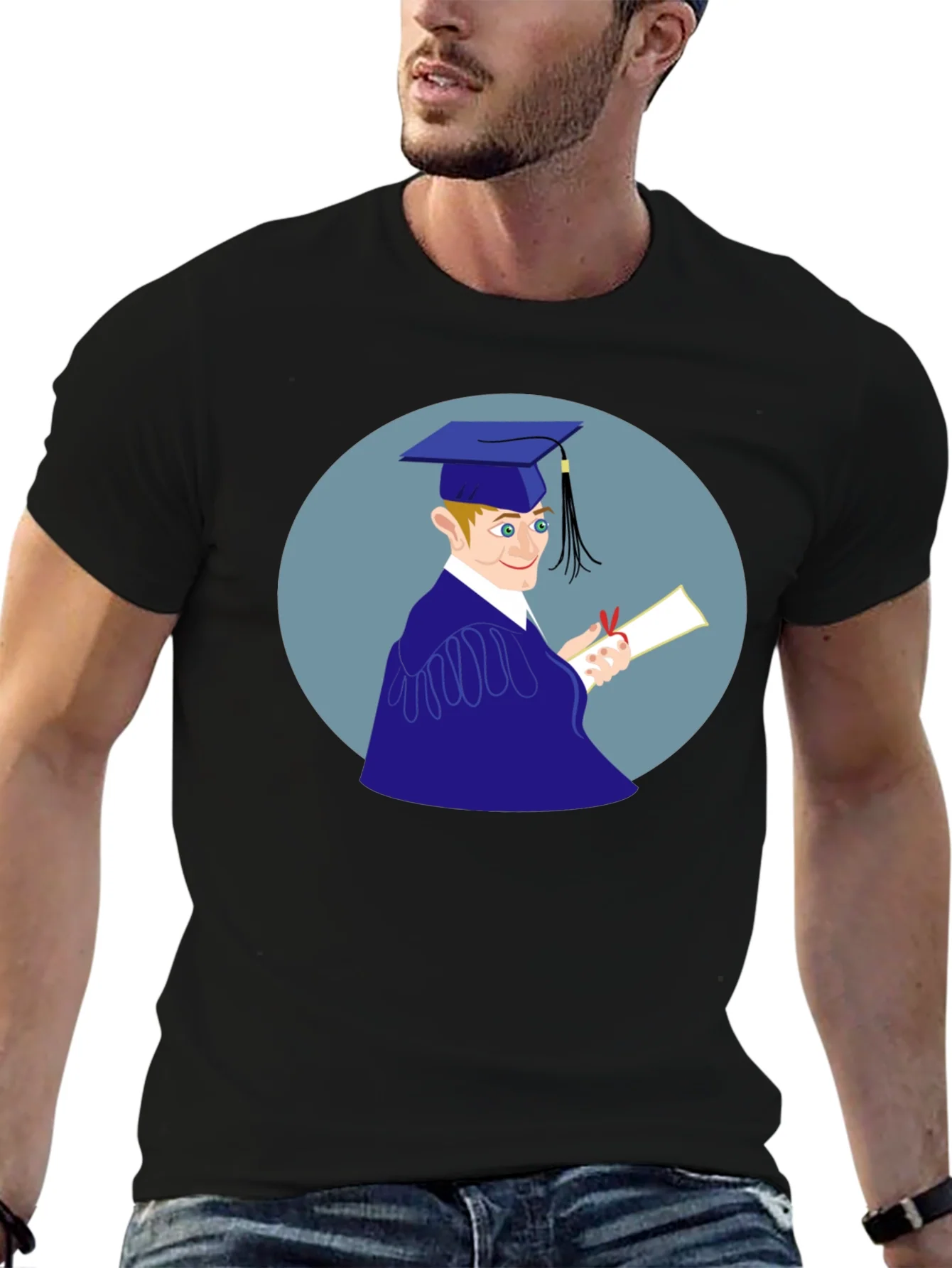 Camiseta Negra Estampado Graduado