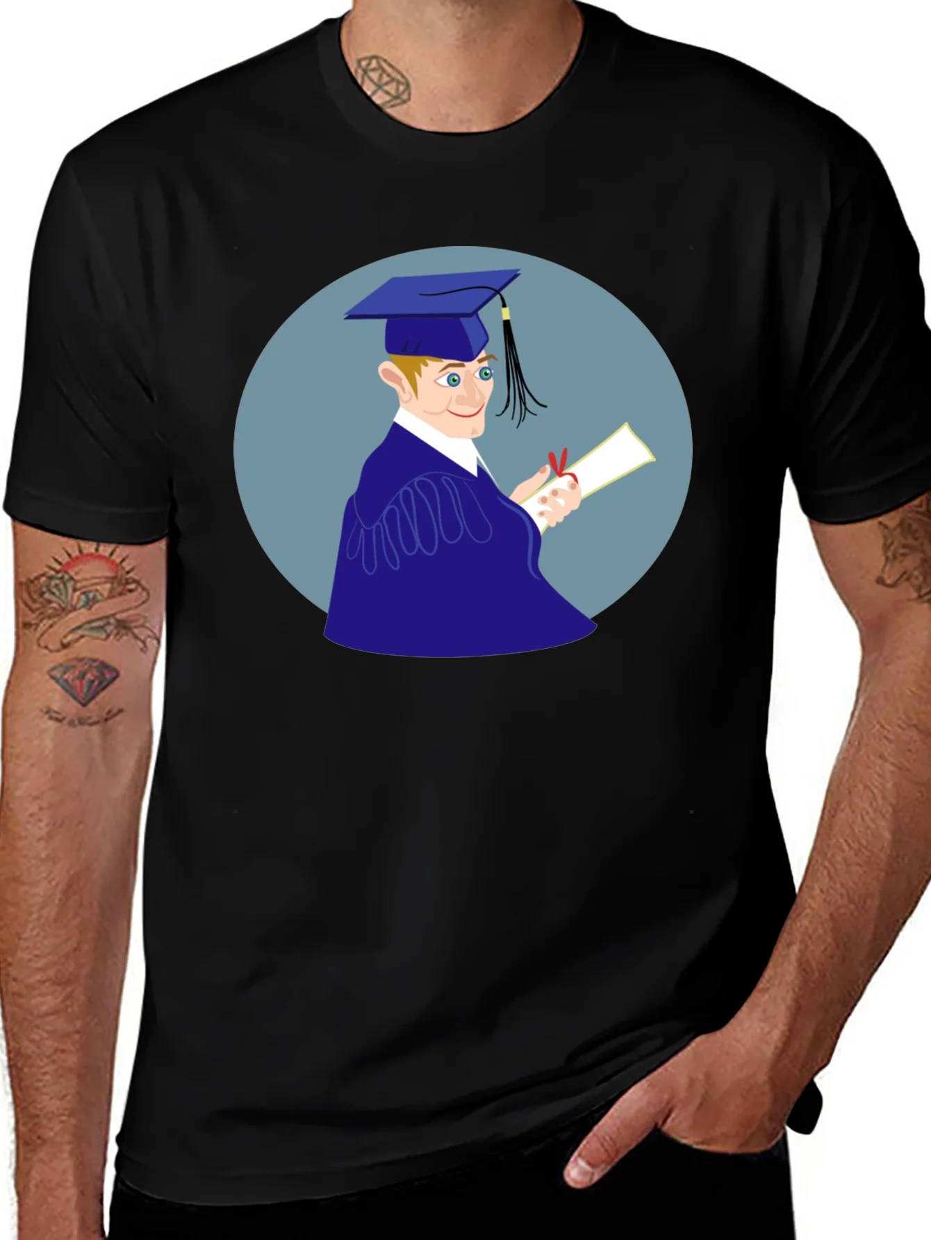 Camiseta Negra Estampado Graduado
