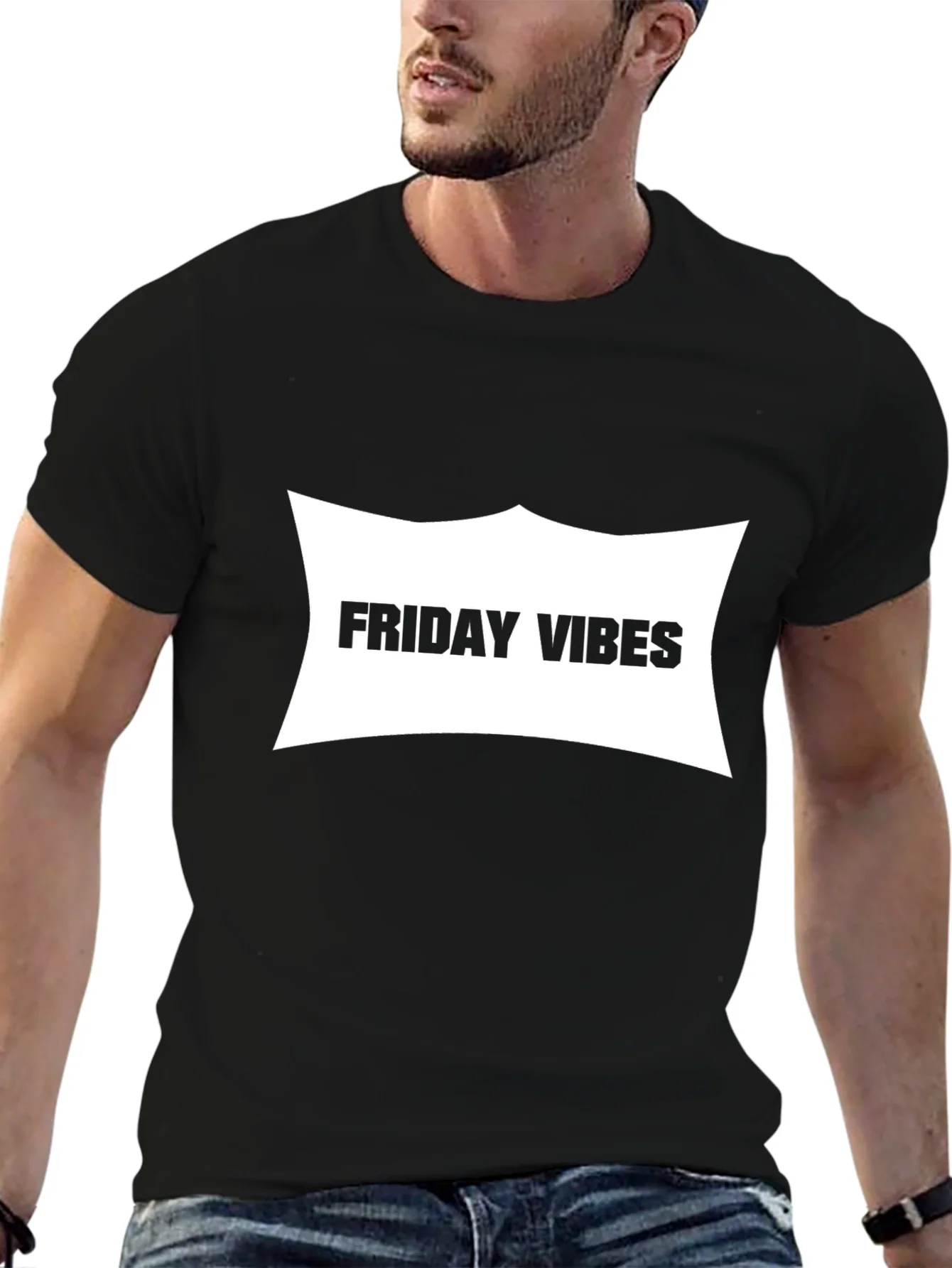 Camiseta Negra Friday Vibes Casual y C¨®moda