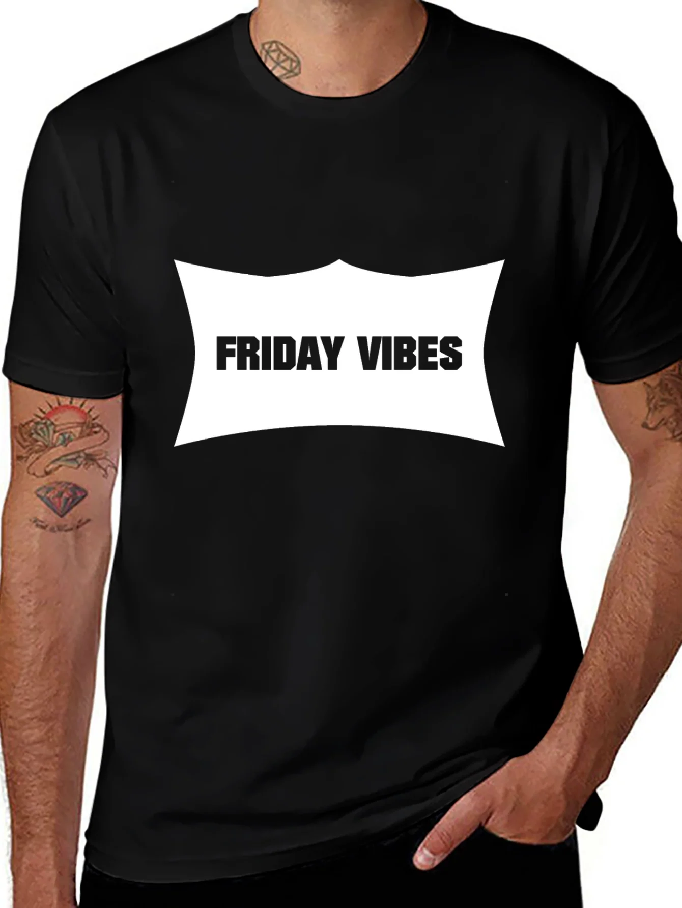 Camiseta Negra Friday Vibes Casual y C¨®moda
