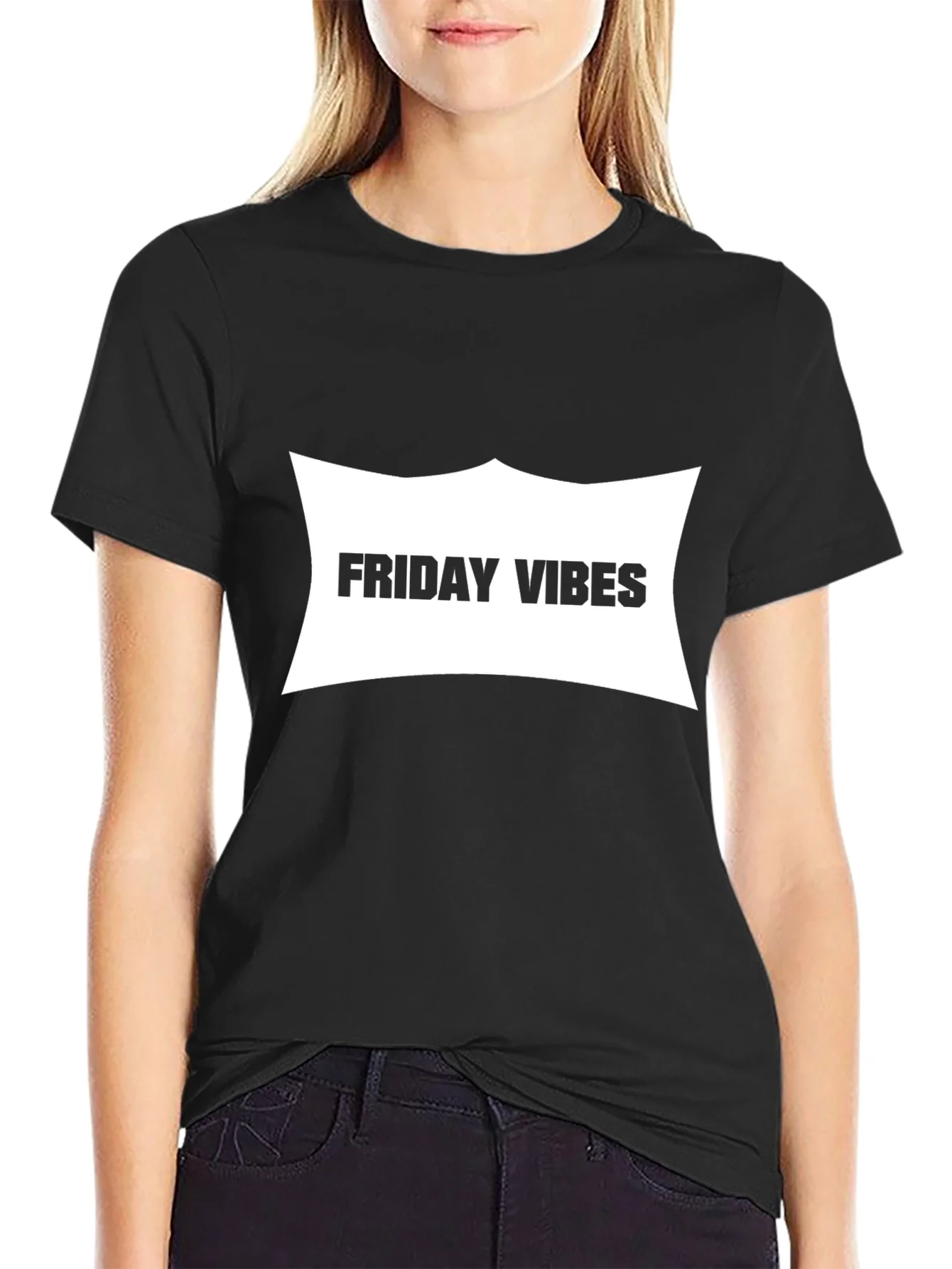 Camiseta Negra Friday Vibes Casual y C¨®moda
