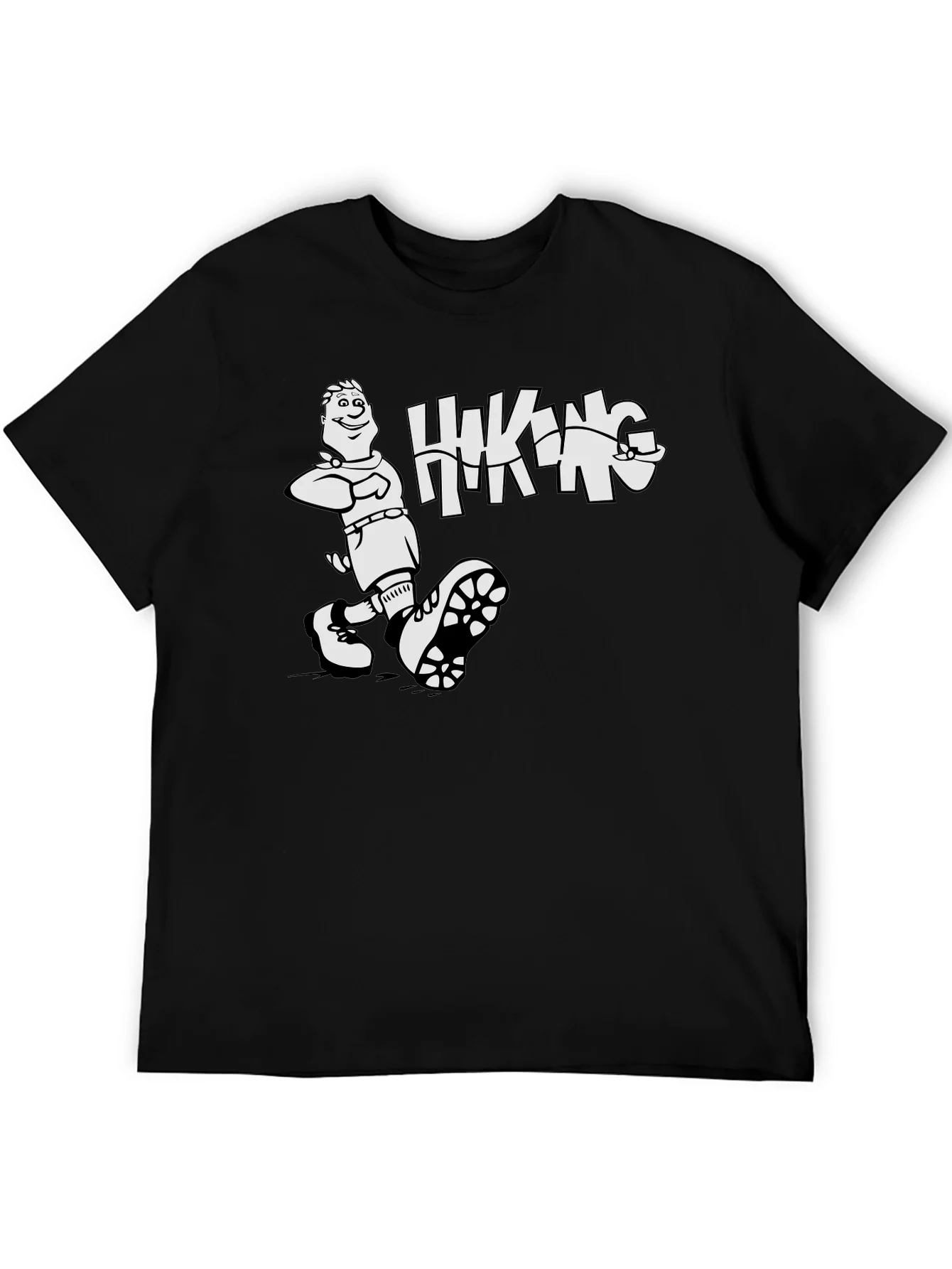 Camiseta Negra Hombre - Dise?o Hiking Divertido