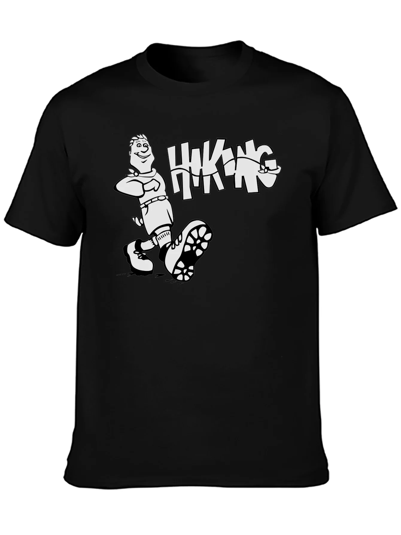 Camiseta Negra Hombre - Dise?o Hiking Divertido