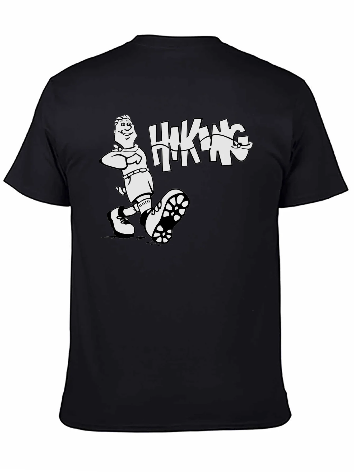 Camiseta Negra Hombre - Dise?o Hiking Divertido
