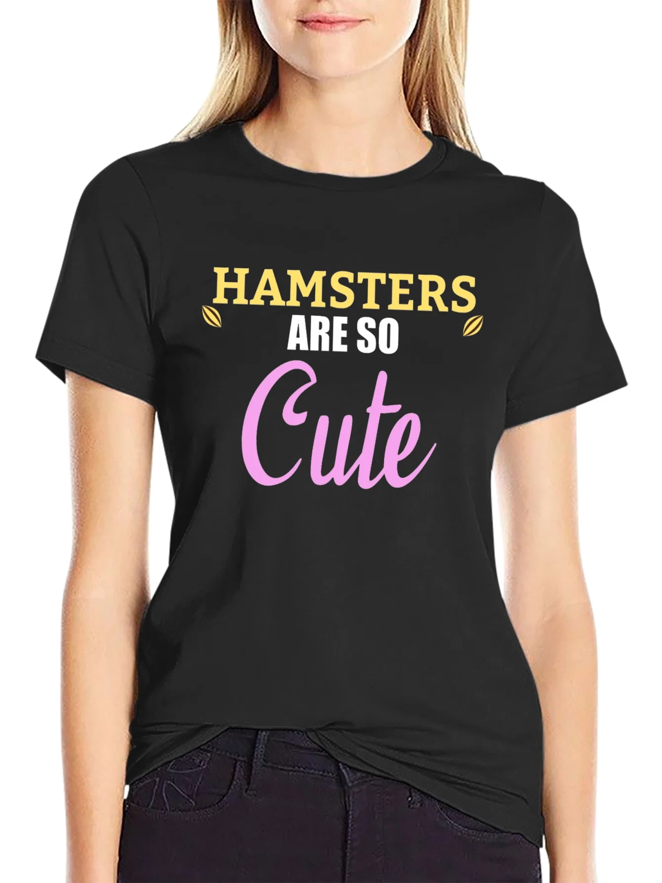 Rebbecca Hamsters Are So Cute Black T-Shirt