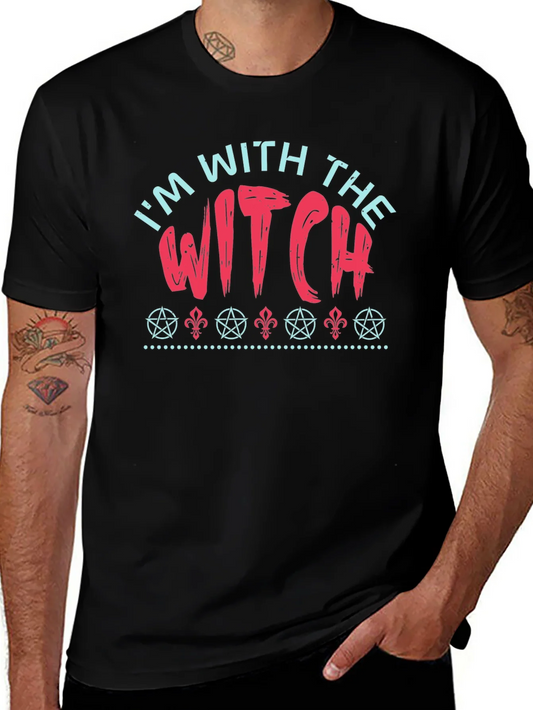 Camiseta Negra Estoy Con La Bruja Dise?o Halloween