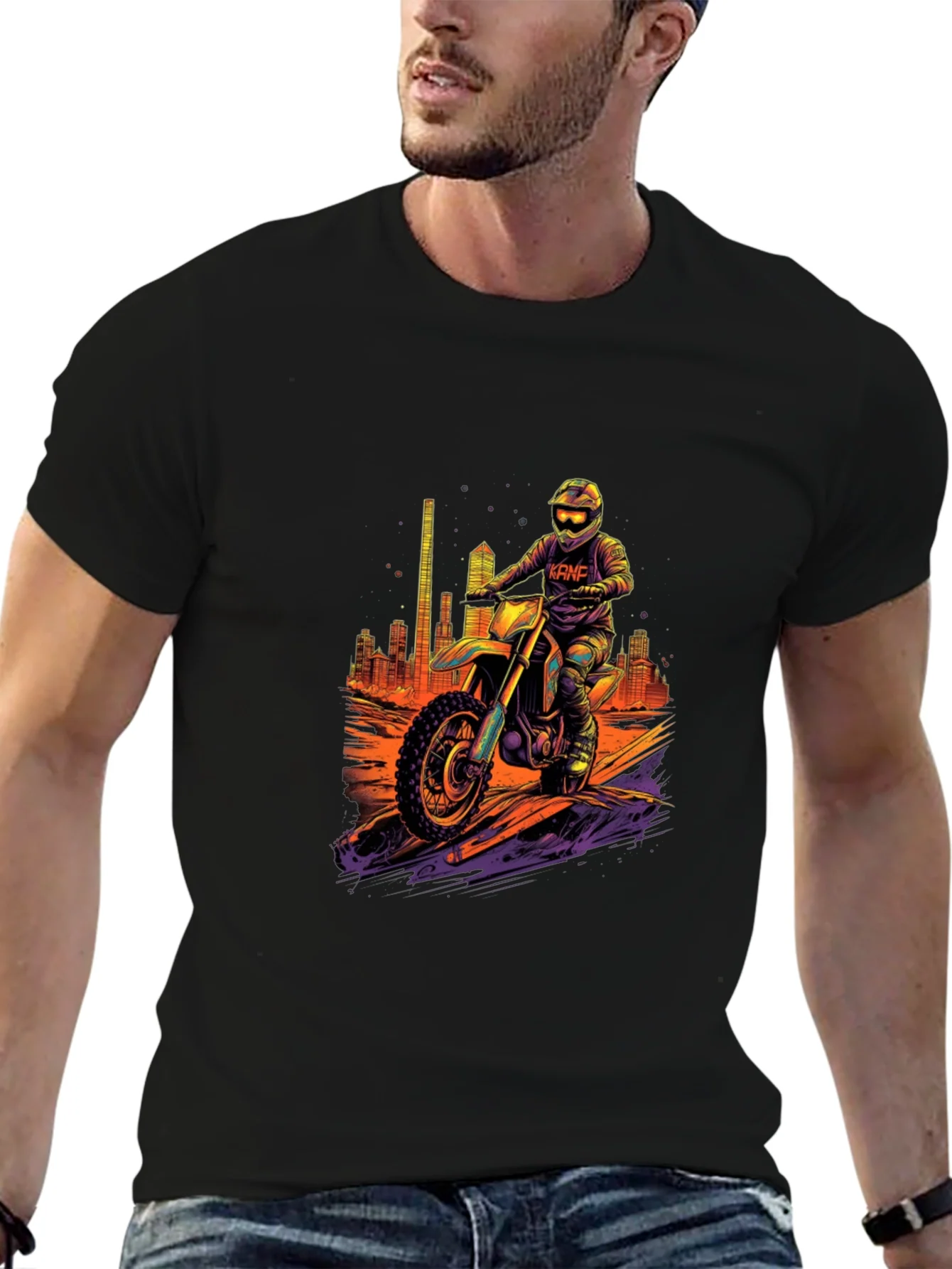 Camiseta Negra Motocross Ciudad