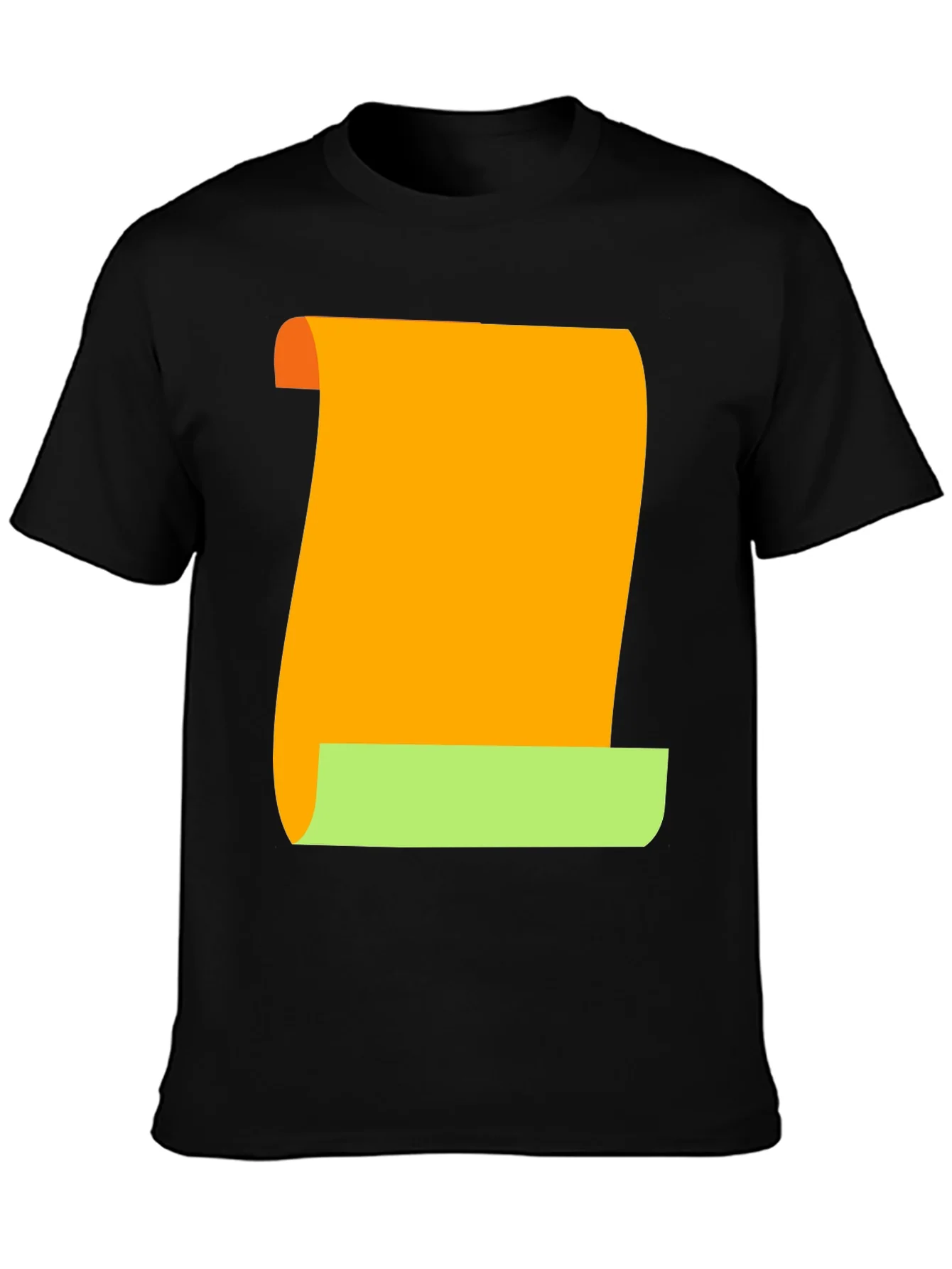 Camiseta Negra con Dise?o Abstracto Naranja y Verde