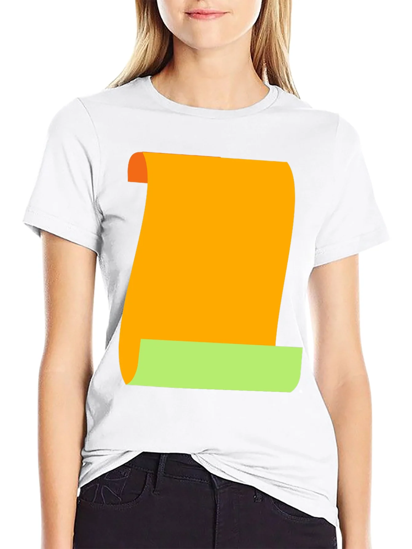 Camiseta Negra con Dise?o Abstracto Naranja y Verde