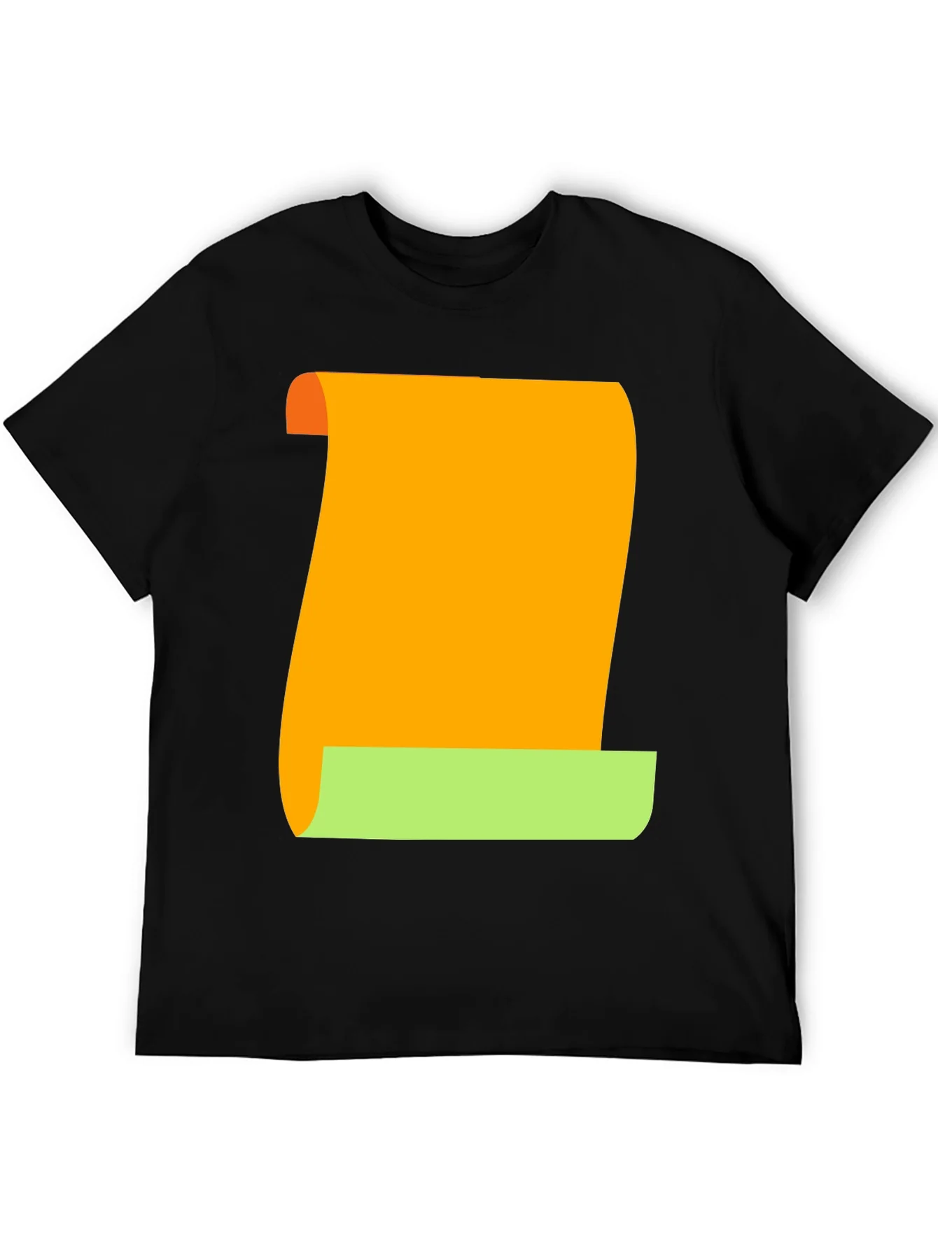 Camiseta Negra con Dise?o Abstracto Naranja y Verde