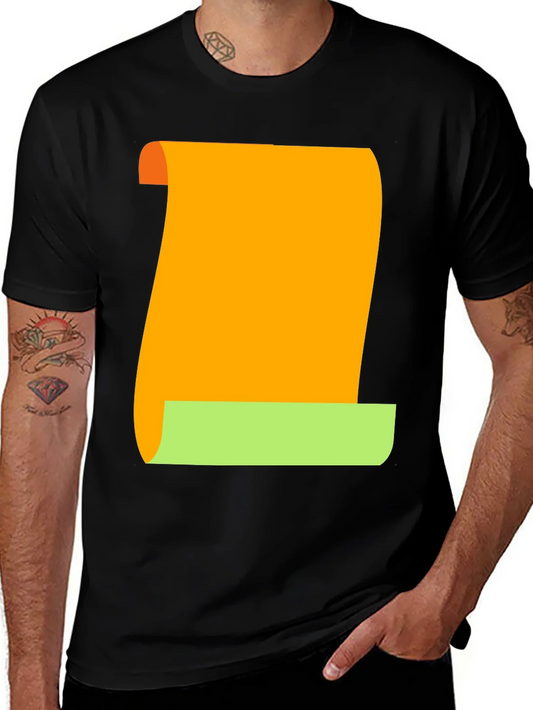 Camiseta Negra con Dise?o Abstracto Naranja y Verde