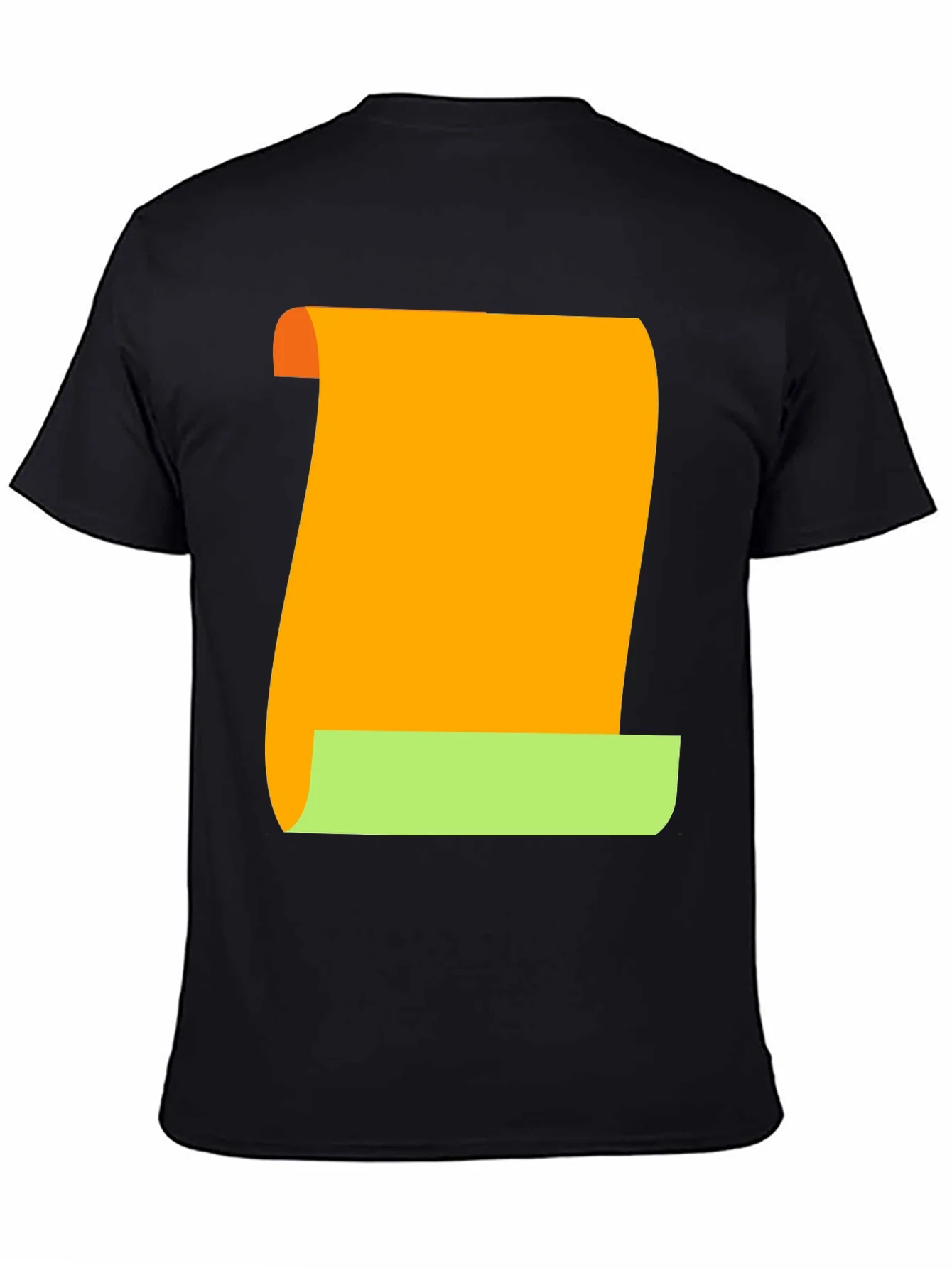 Camiseta Negra con Dise?o Abstracto Naranja y Verde
