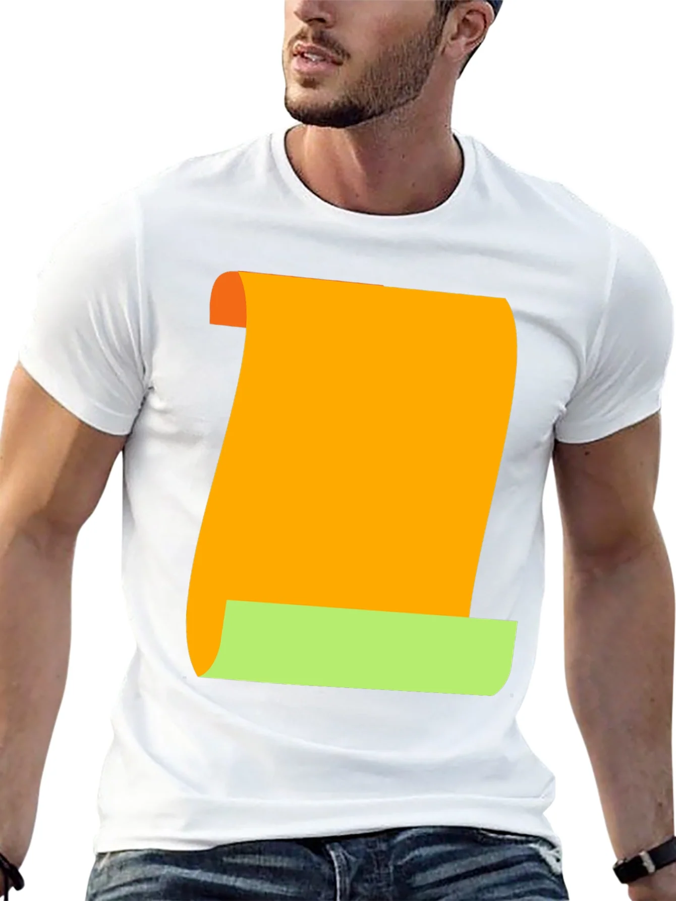 Camiseta Negra con Dise?o Abstracto Naranja y Verde