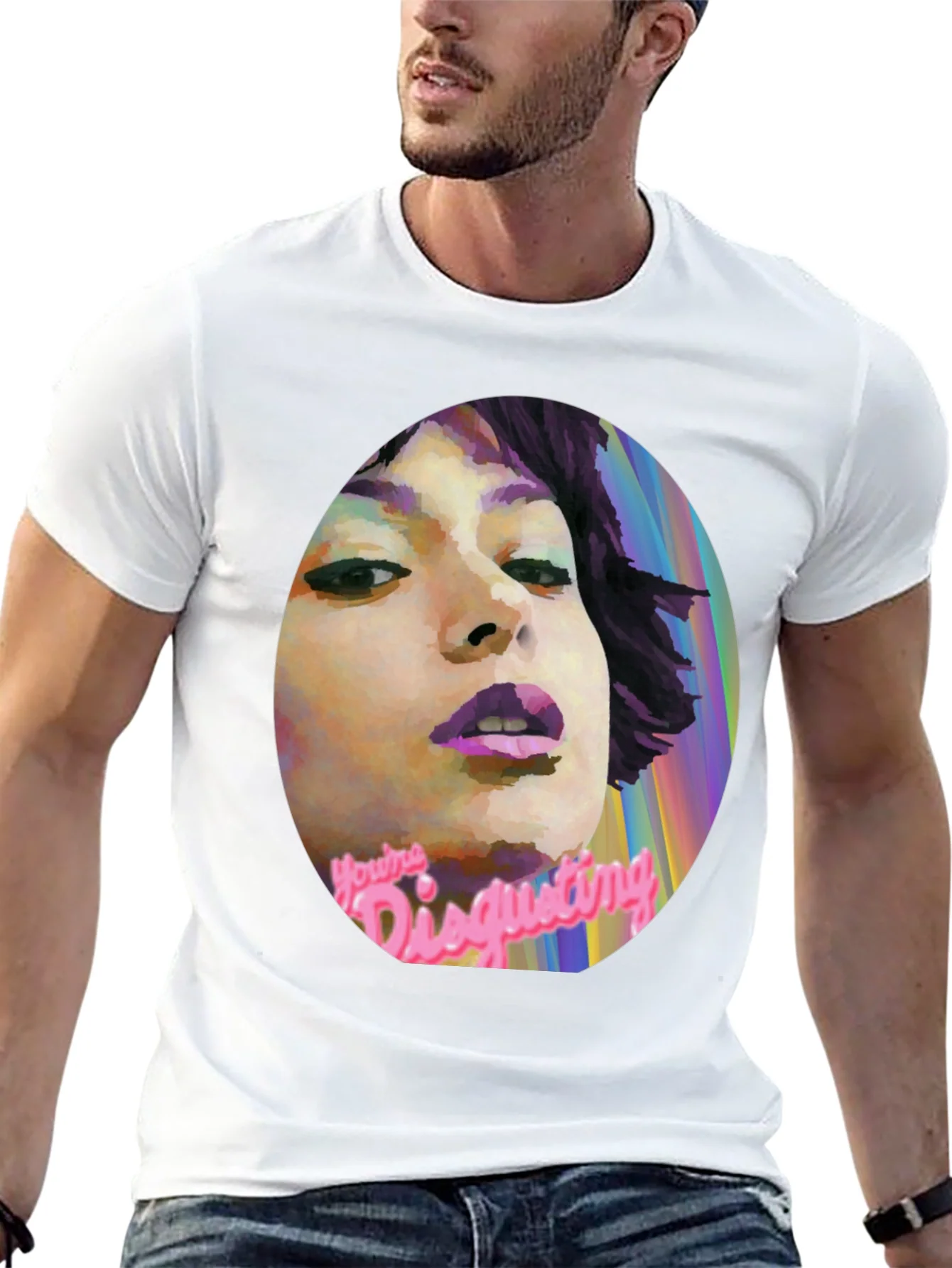 Camiseta Negra con Gr¨¢fico Youre Disgusting