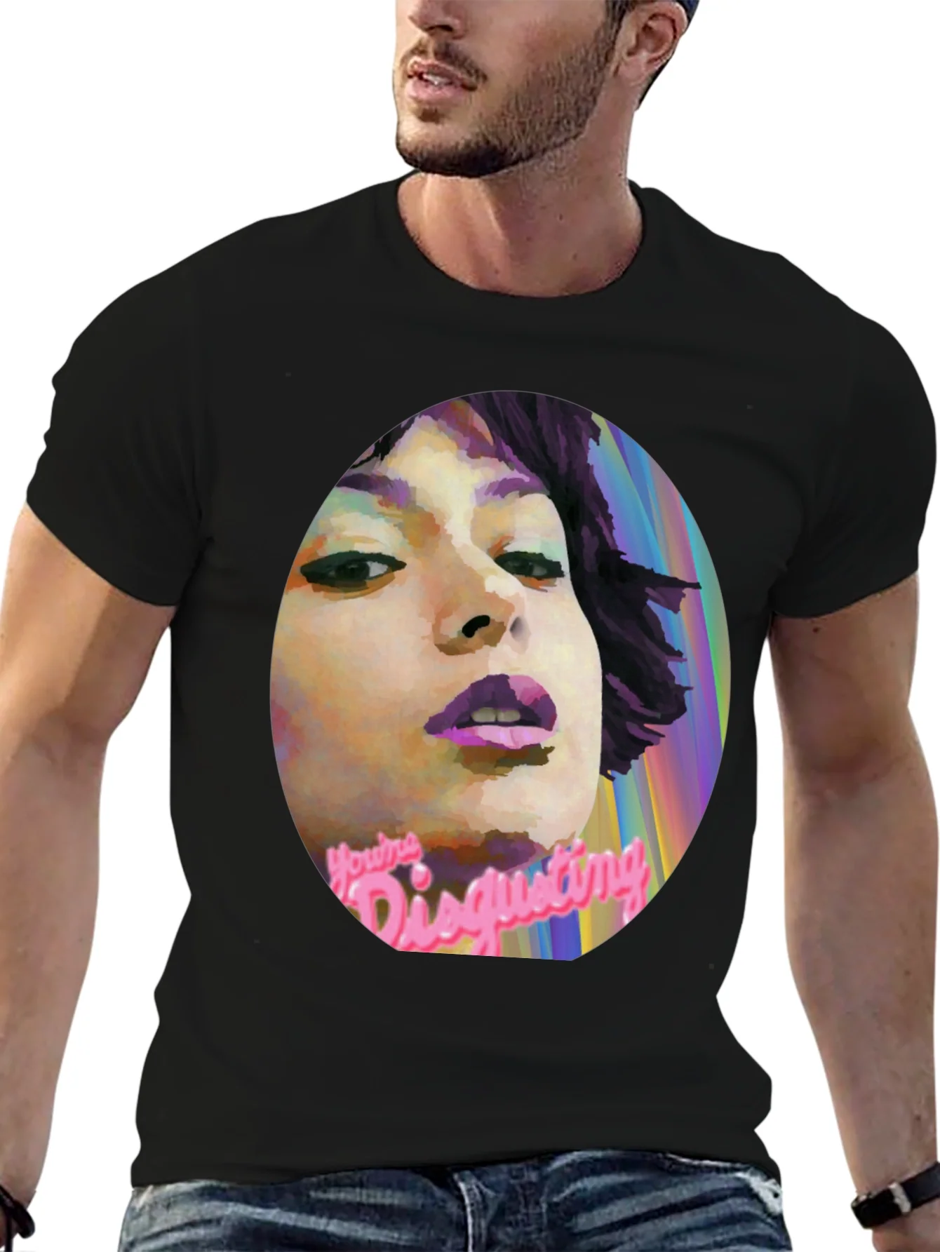 Camiseta Negra con Gr¨¢fico Youre Disgusting