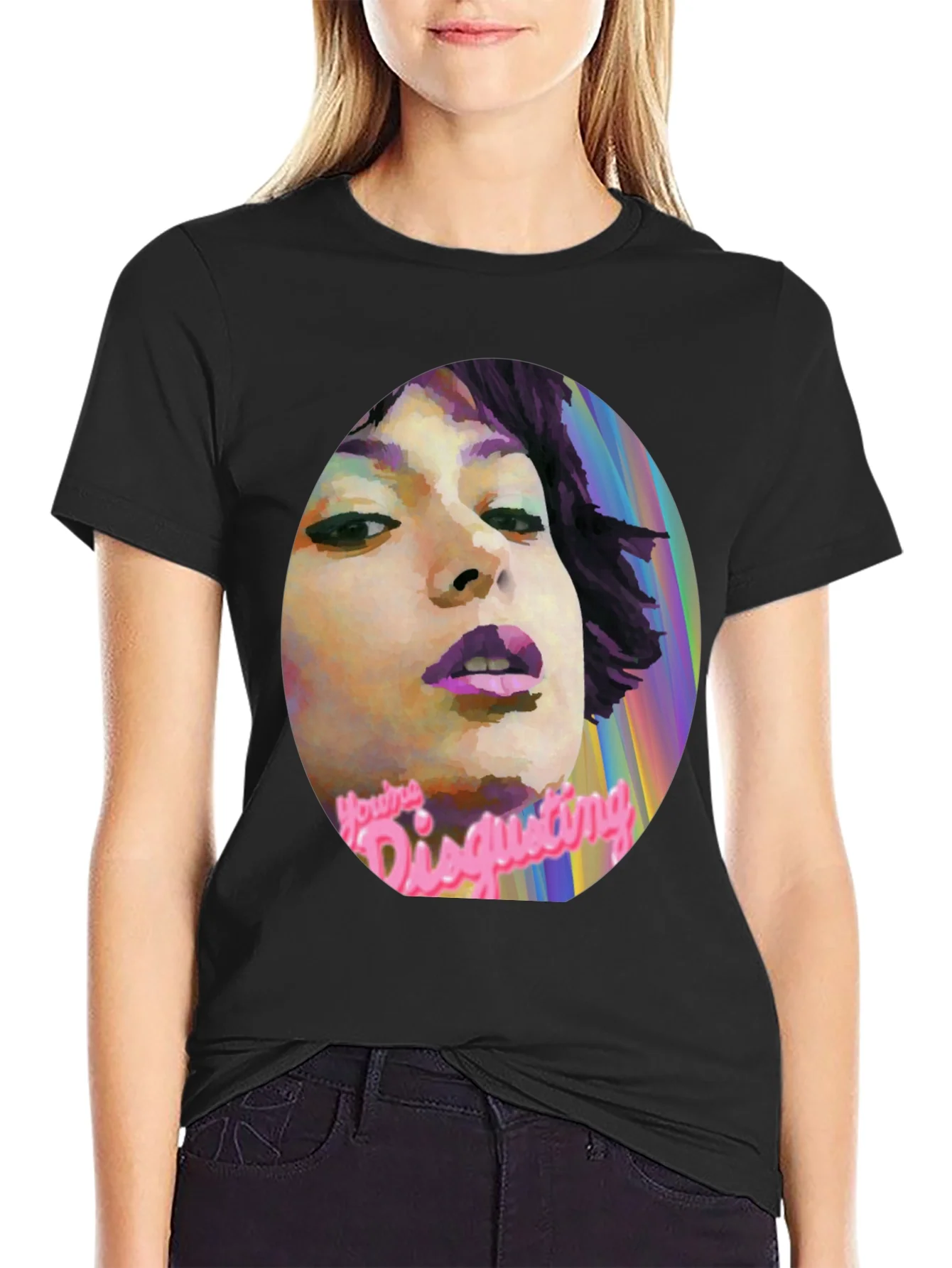 Camiseta Negra con Gr¨¢fico Youre Disgusting