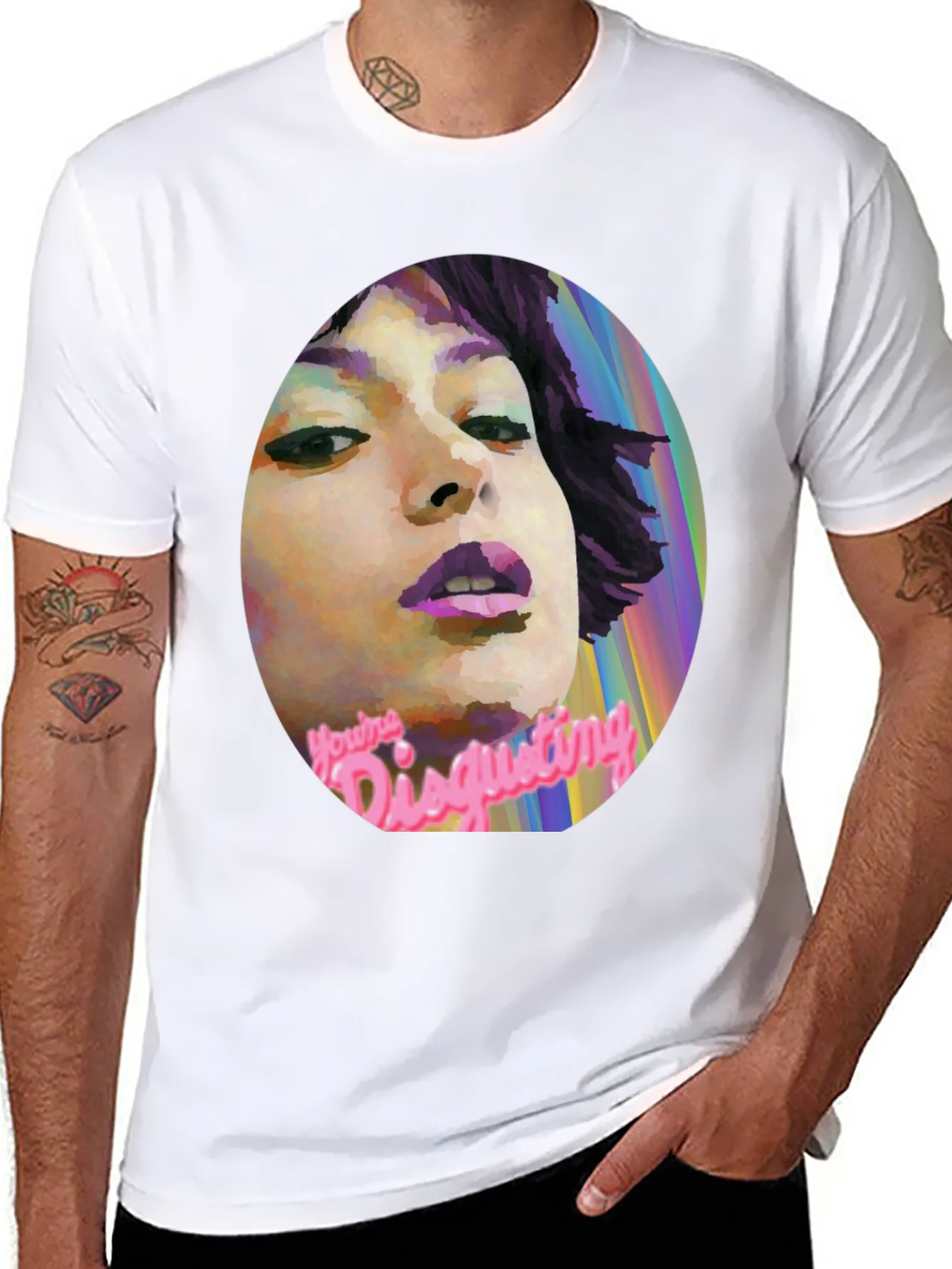 Camiseta Negra con Gr¨¢fico Youre Disgusting