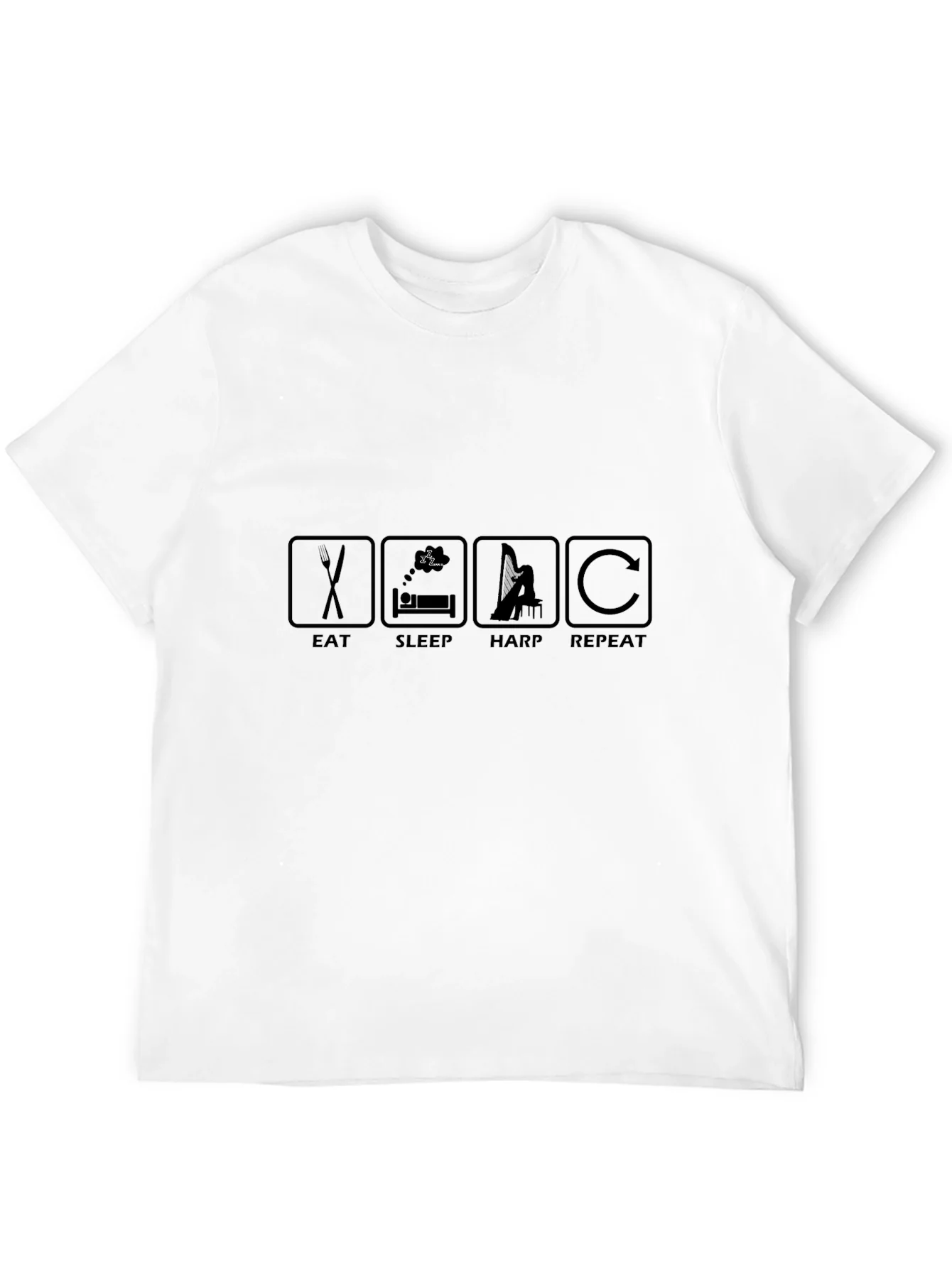 Camiseta Negra Hombre Eat Sleep Harp Repeat