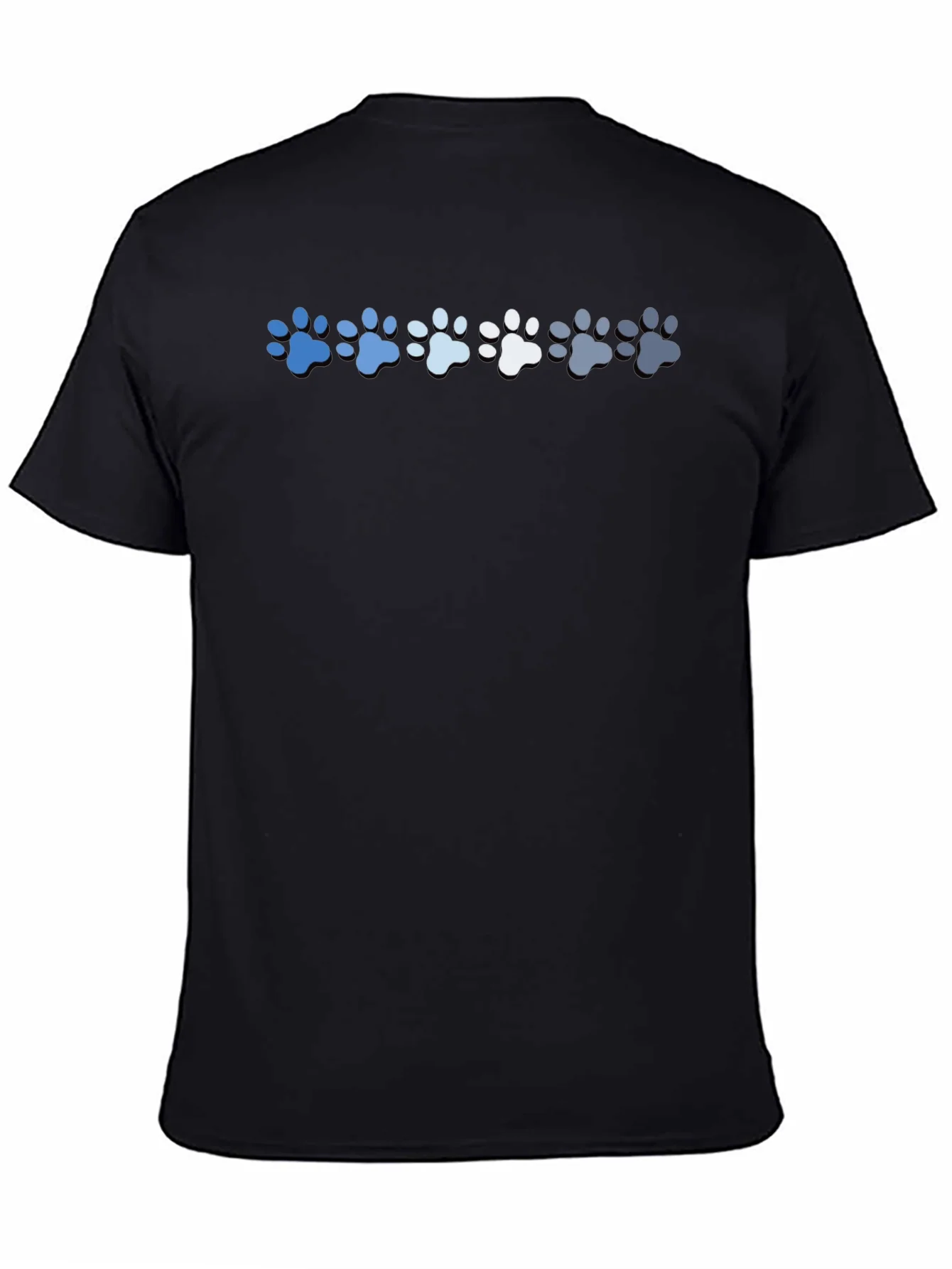 Camiseta Negra con Estampado de Patas de Perro