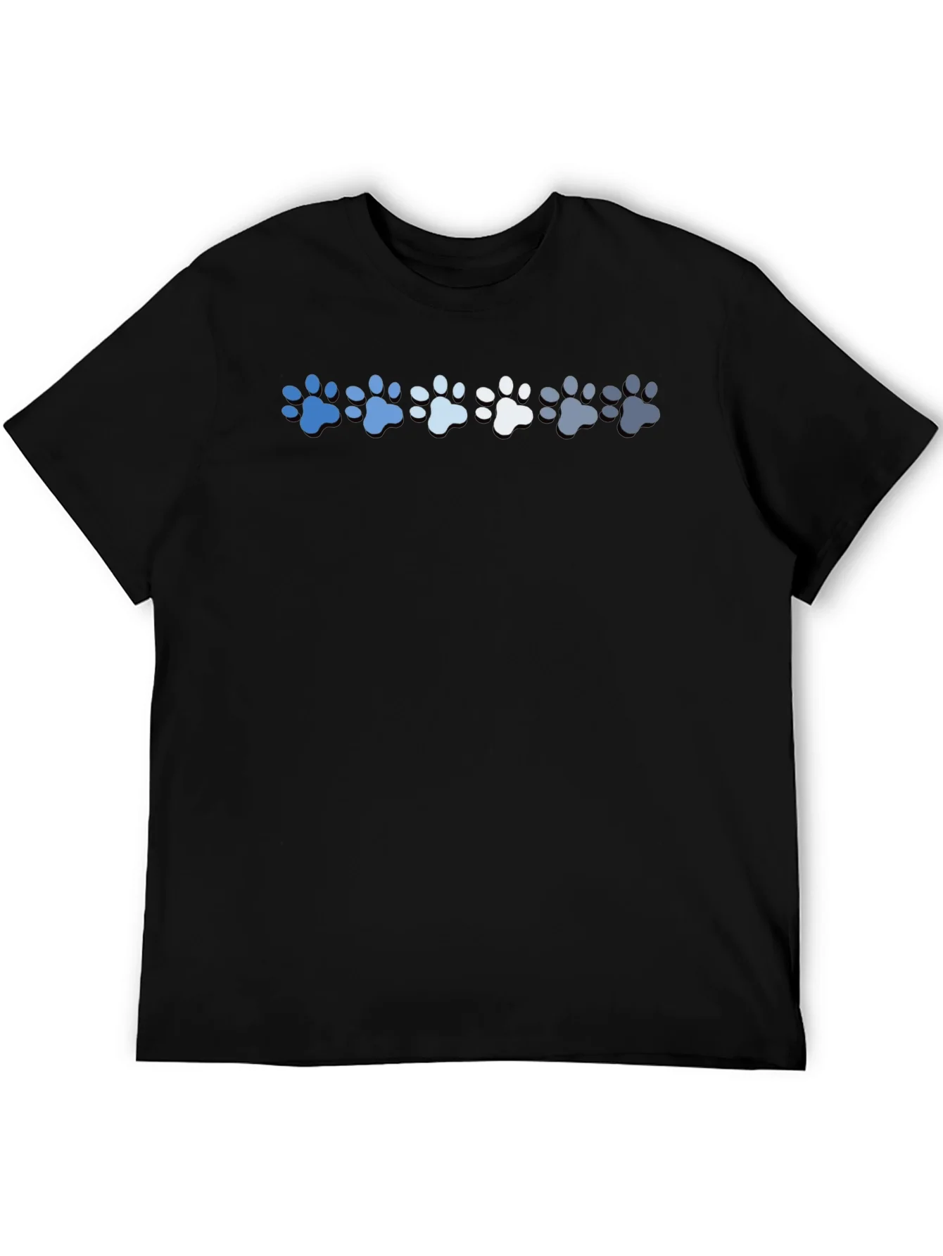 Camiseta Negra con Estampado de Patas de Perro