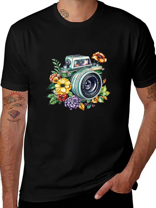 Rebbecca Floral Camera Graphic Tee - Vintage Style