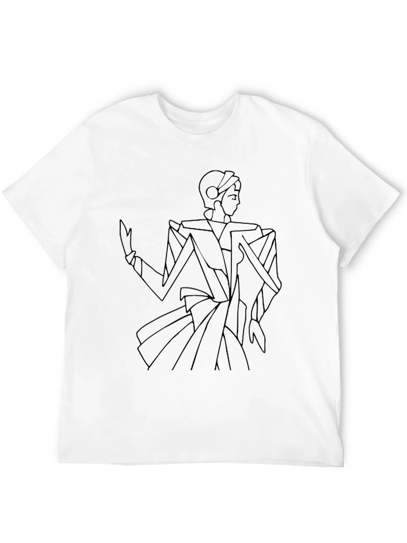 Camiseta Negra Hombre - Dise?o Abstracto Figura Femenina