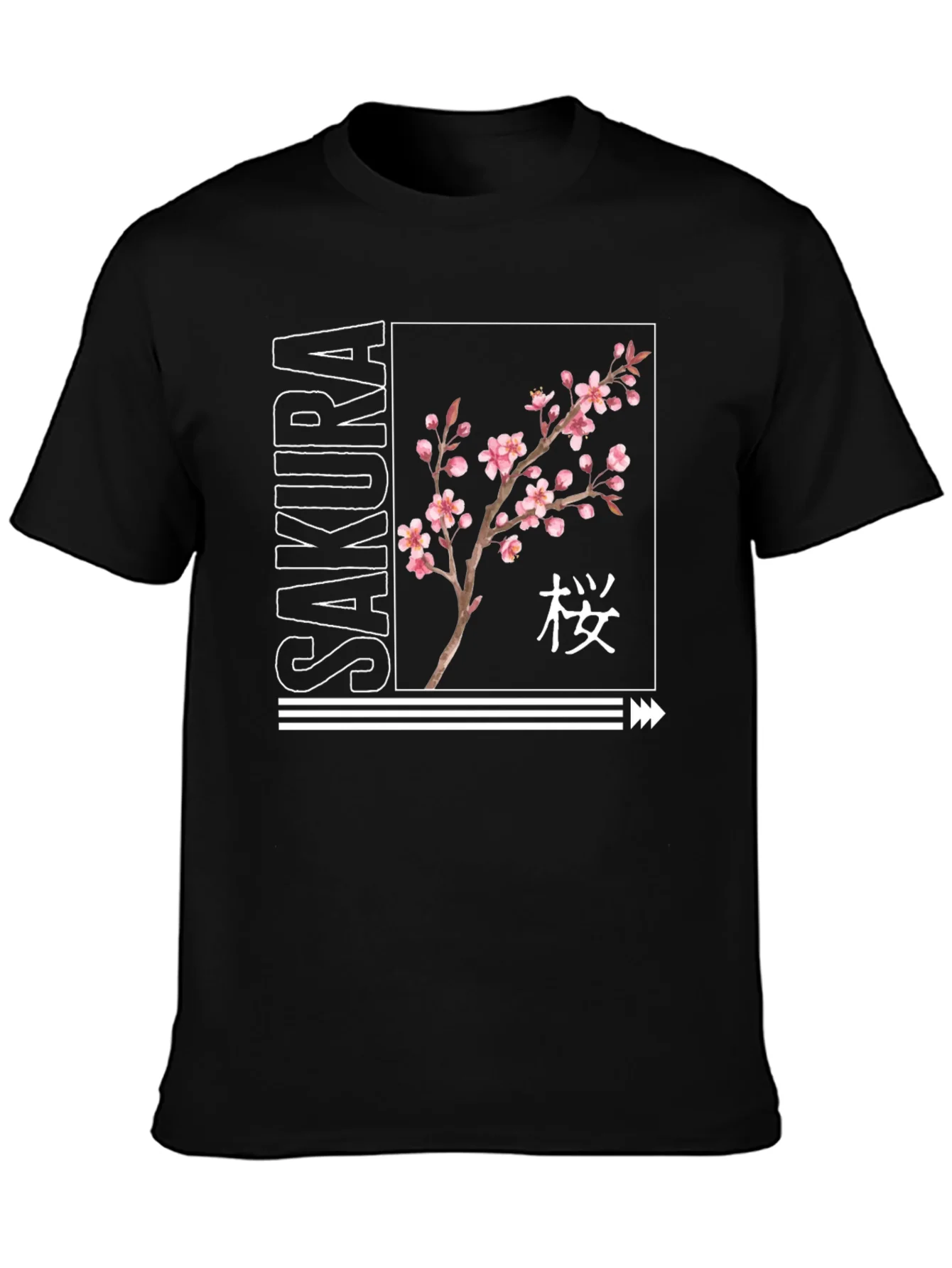Rebbecca Sakura Blossom Black Graphic T-Shirt