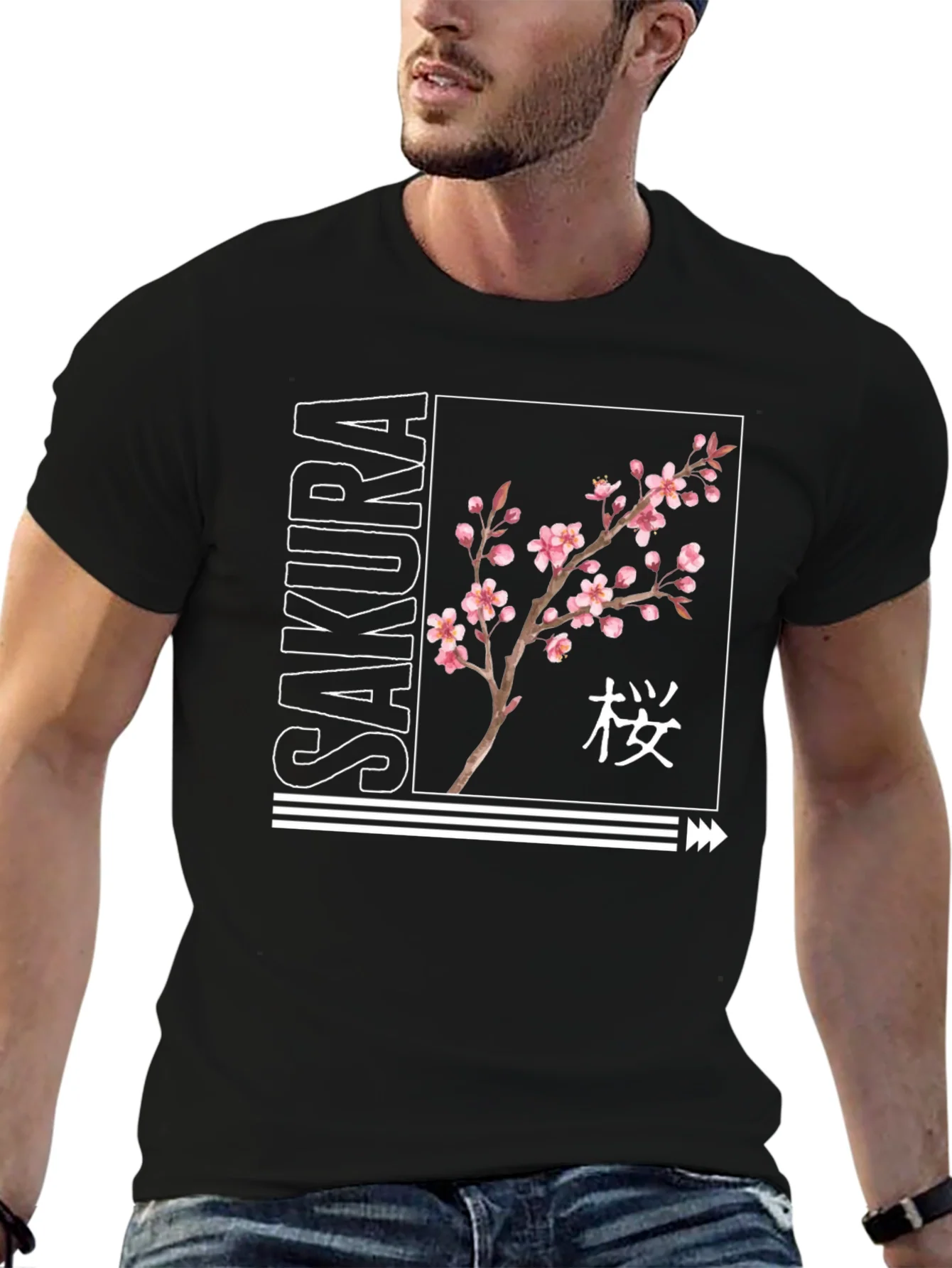 Rebbecca Sakura Blossom Black Graphic T-Shirt
