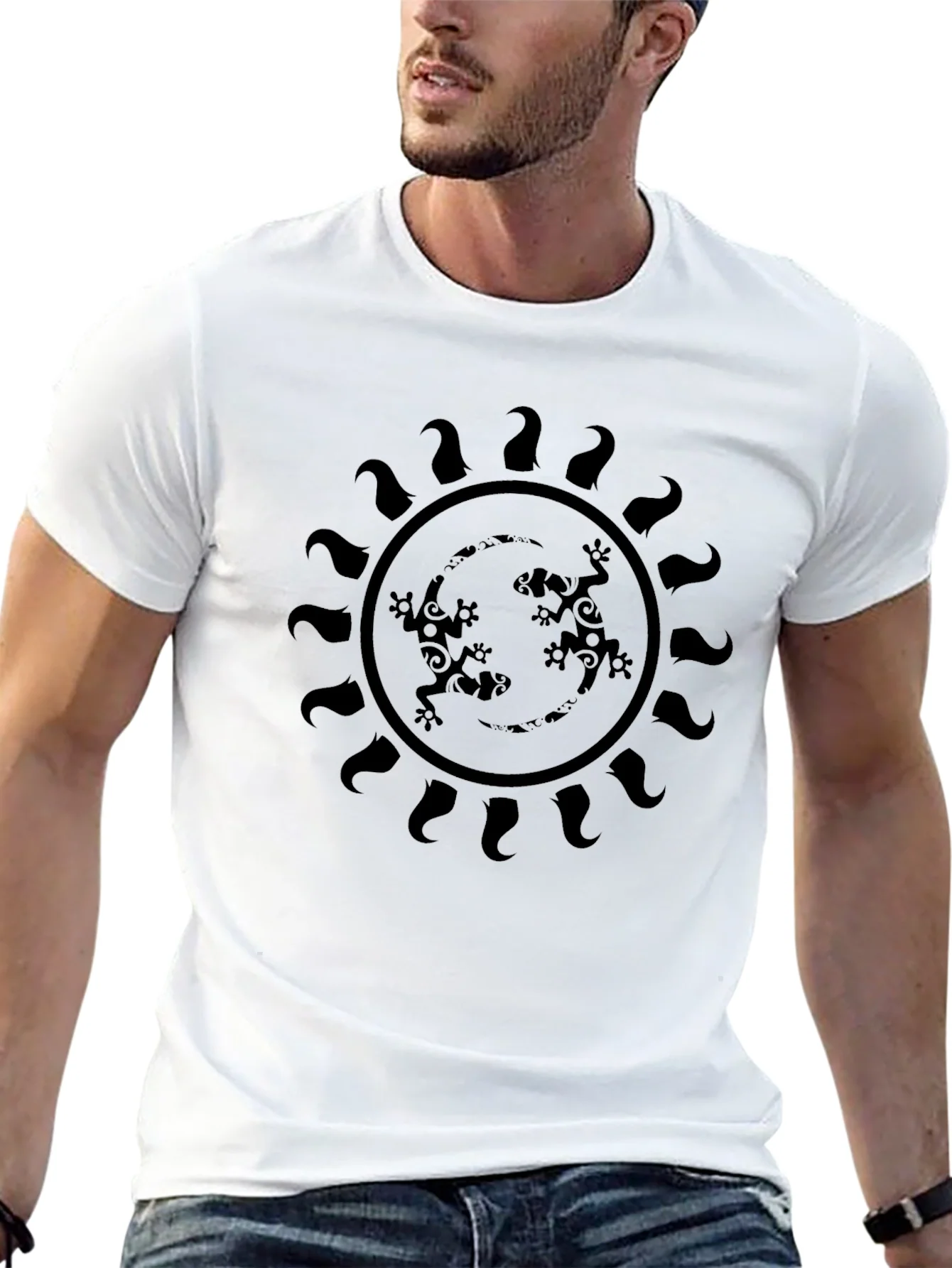 Rebbecca Lizard Sun Graphic Tee - Black Casual Style