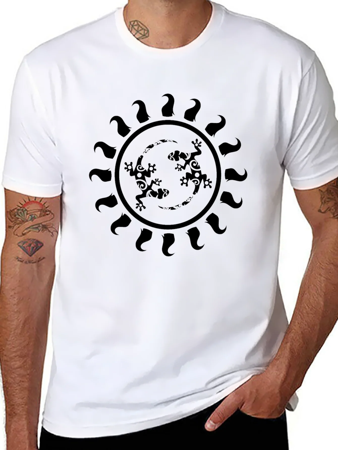 Rebbecca Lizard Sun Graphic Tee - Black Casual Style