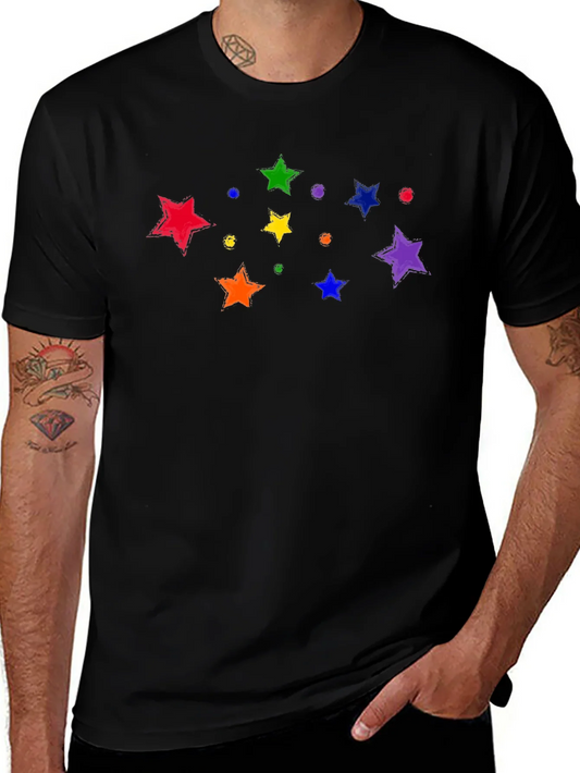 Camiseta Negra con Estrellas de Arco¨ªris