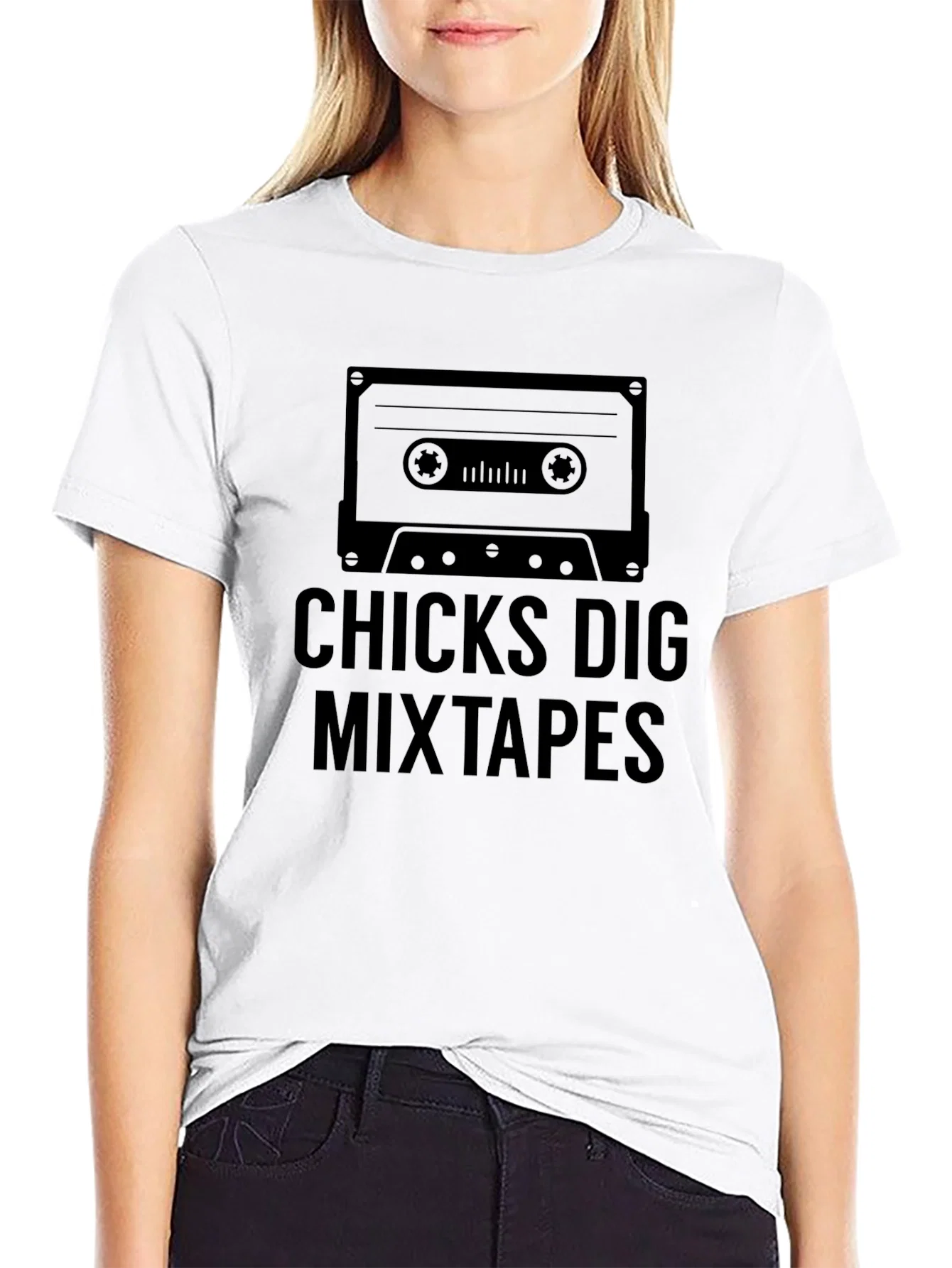 Rebbecca Chicks Dig Mixtapes Graphic Tee - Black