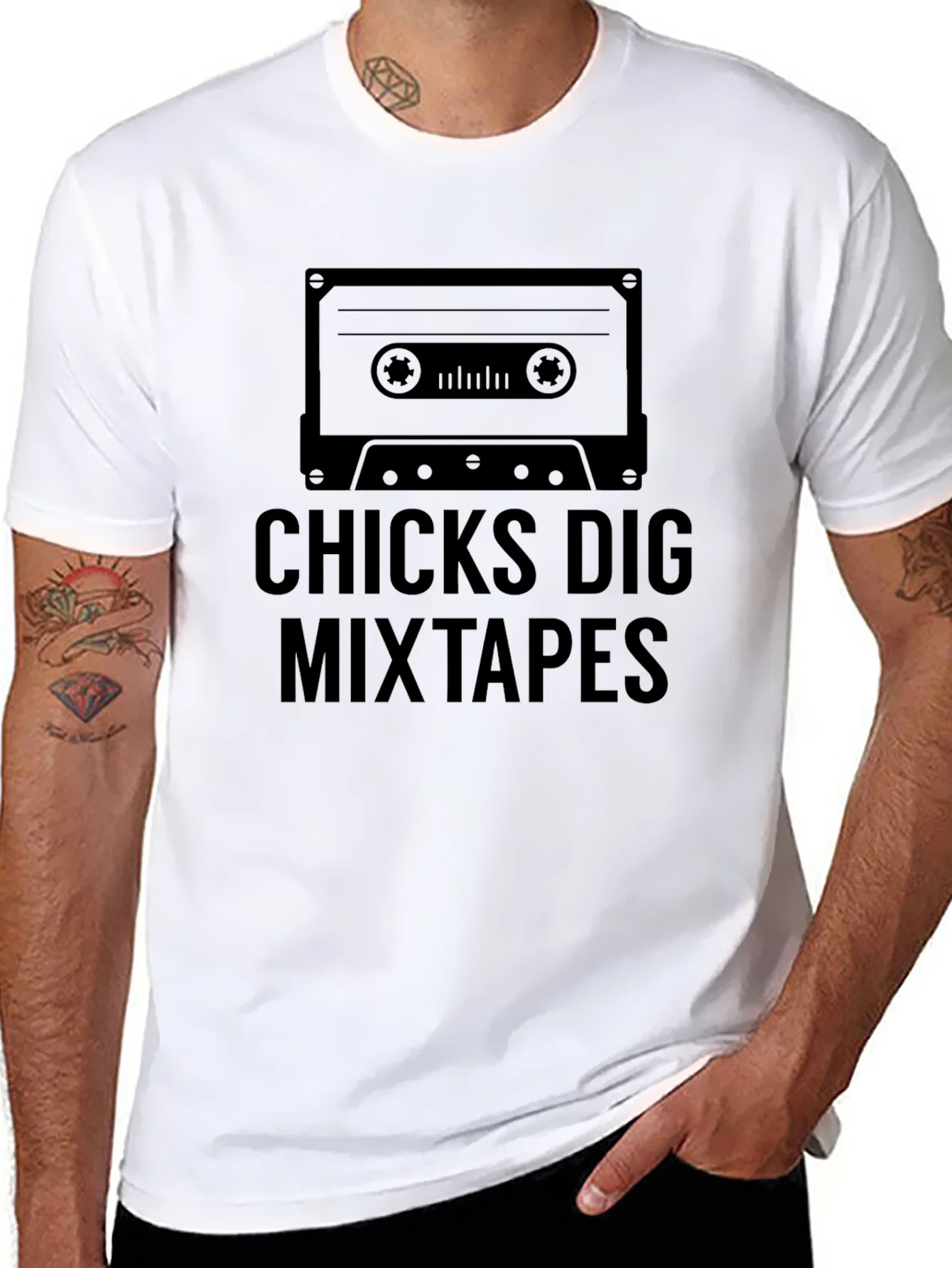 Rebbecca Chicks Dig Mixtapes Graphic Tee - Black