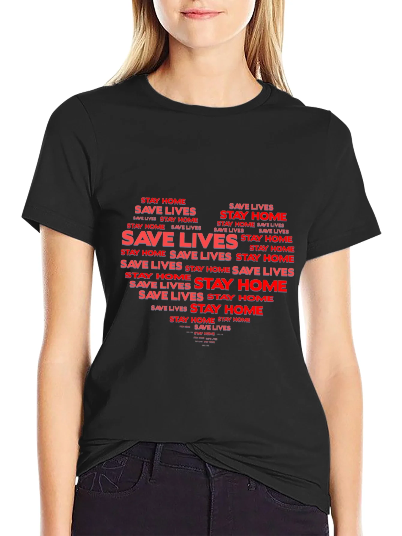 Camiseta Negra Qu¨¦date en Casa Salva Vidas