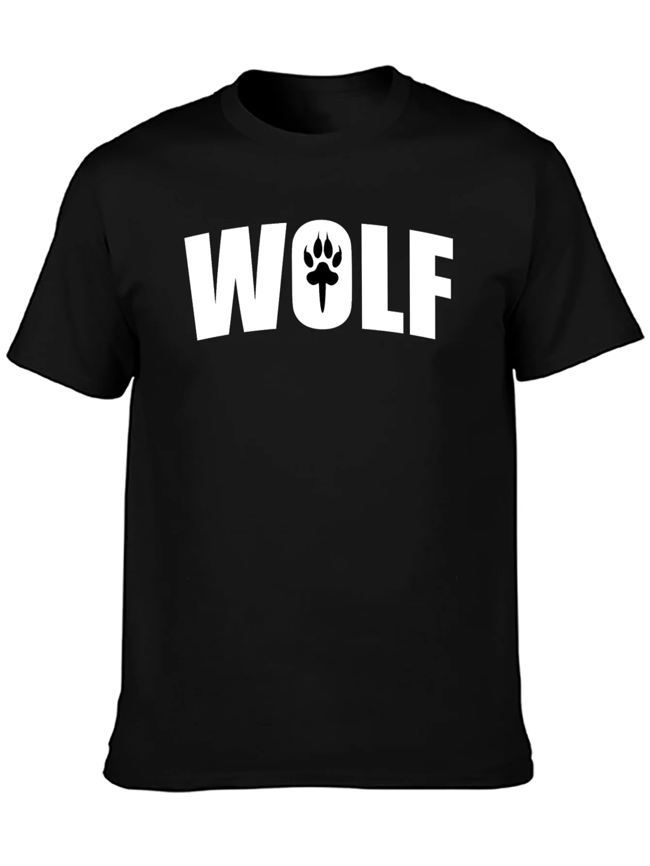 Camiseta Negra Hombre Wolf con Huella