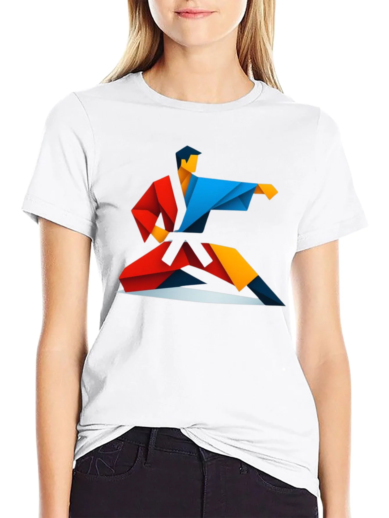 Camiseta Negra Dise?o Origami Karate