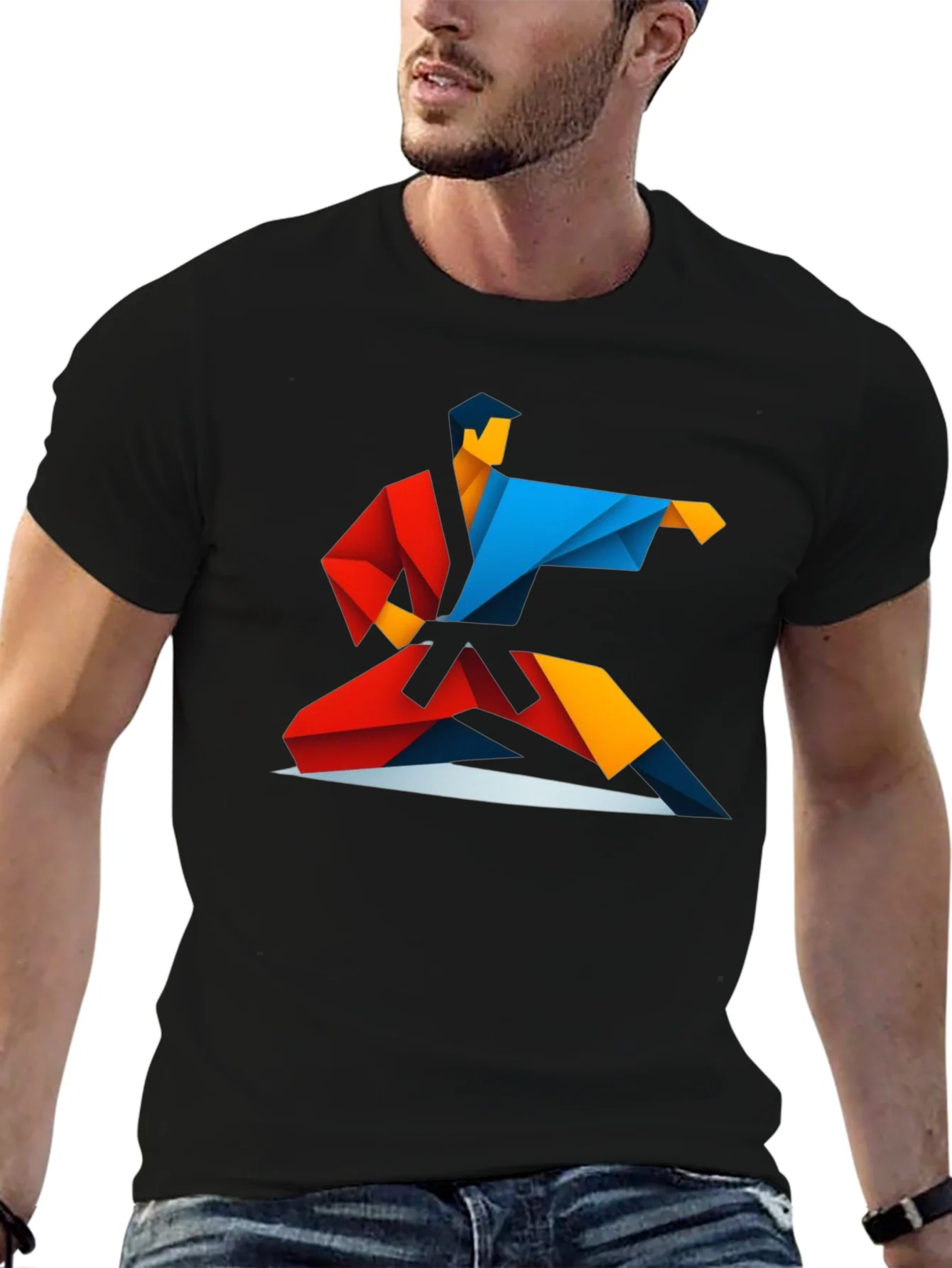 Camiseta Negra Dise?o Origami Karate