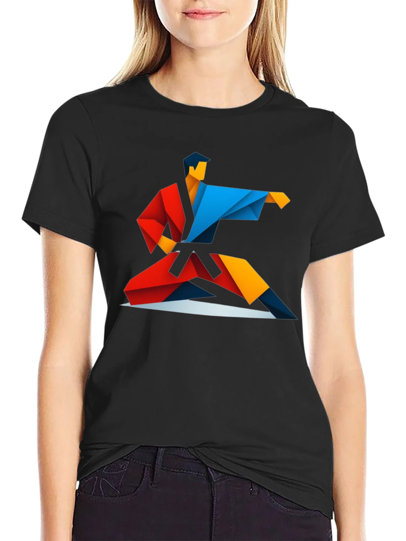 Camiseta Negra Dise?o Origami Karate