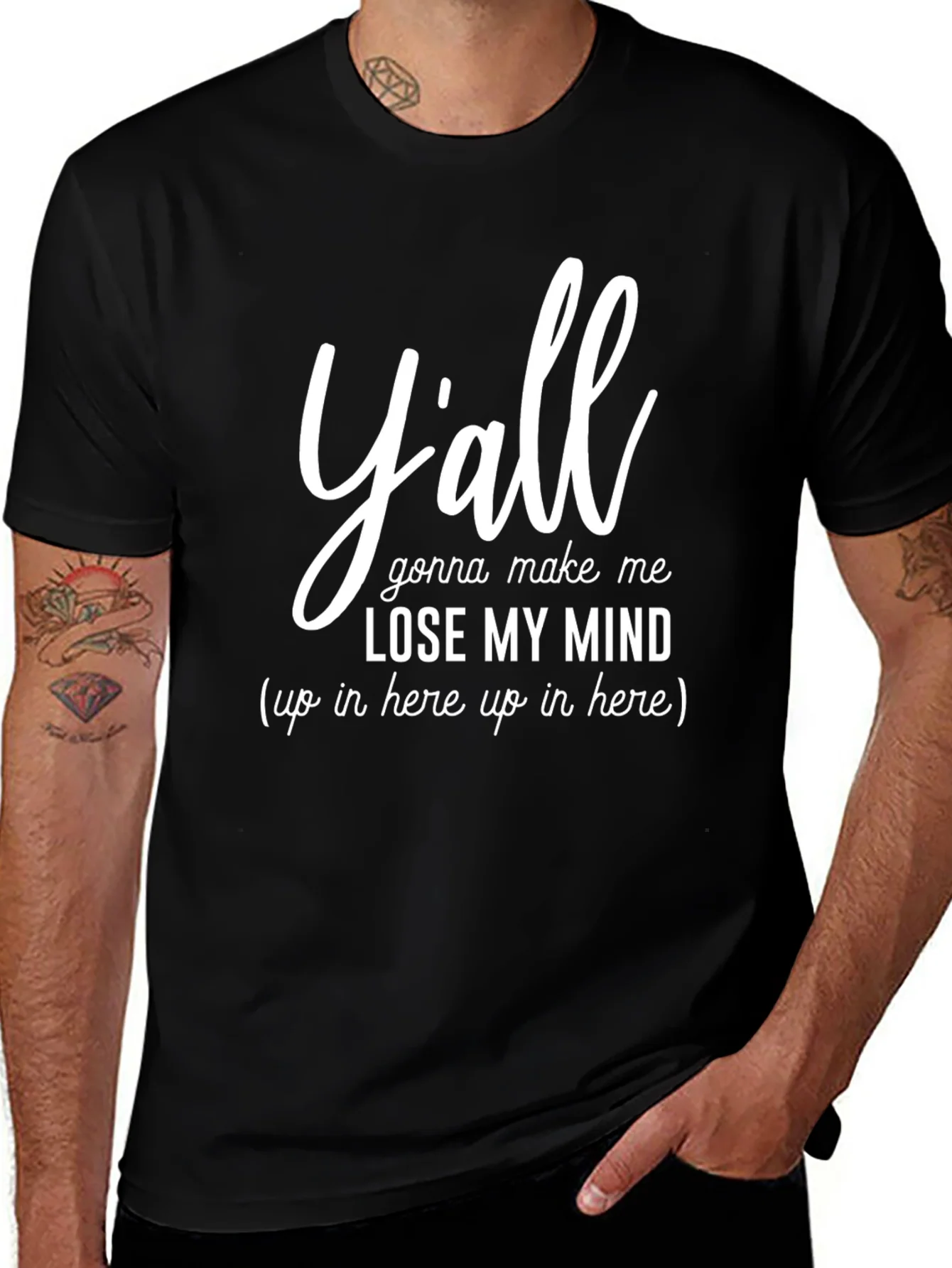 Camiseta Negra con Texto Divertido Yall Gonna Make Me