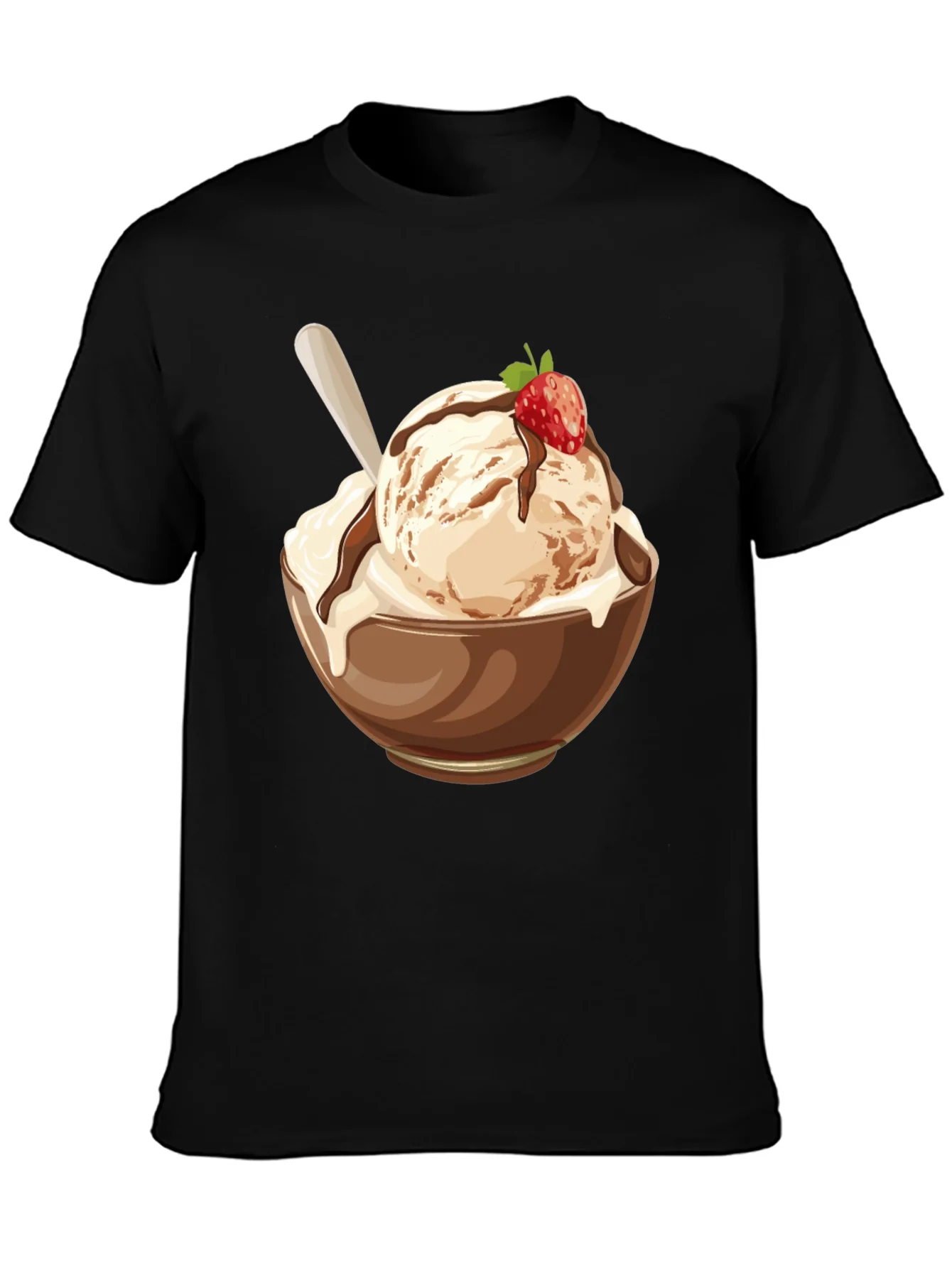 Camiseta Negra con Dise?o de Helado