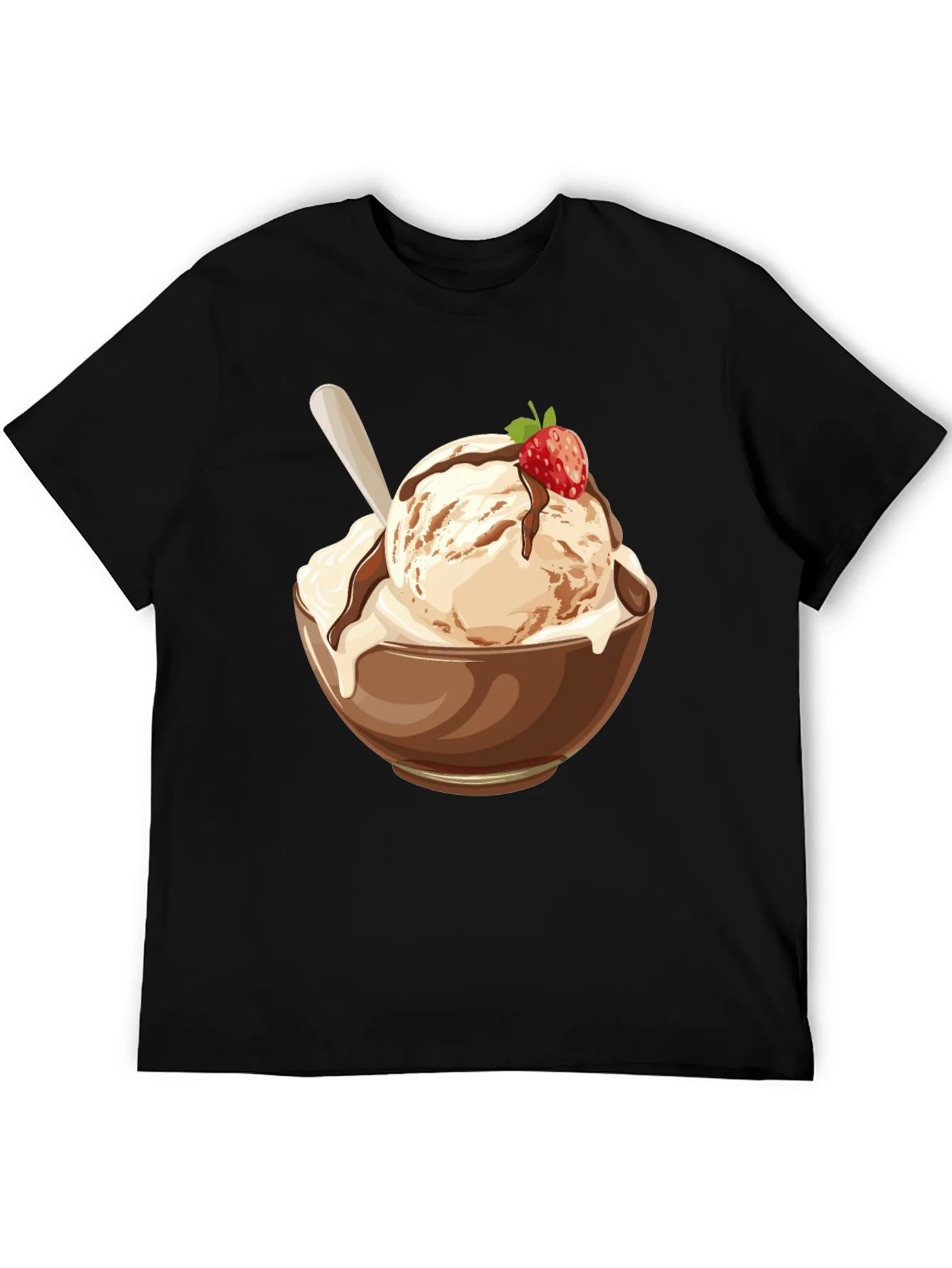 Camiseta Negra con Dise?o de Helado