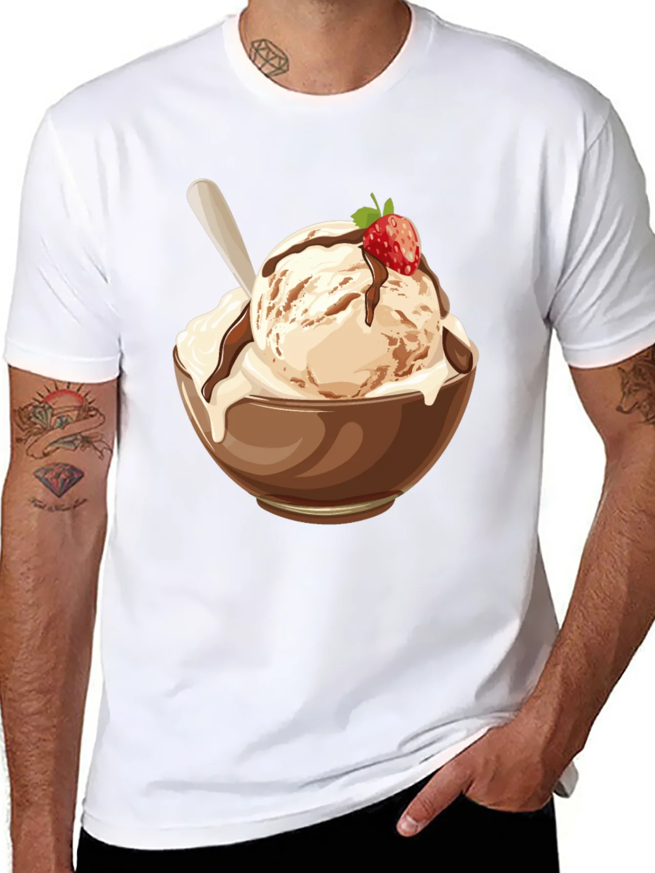 Camiseta Negra con Dise?o de Helado