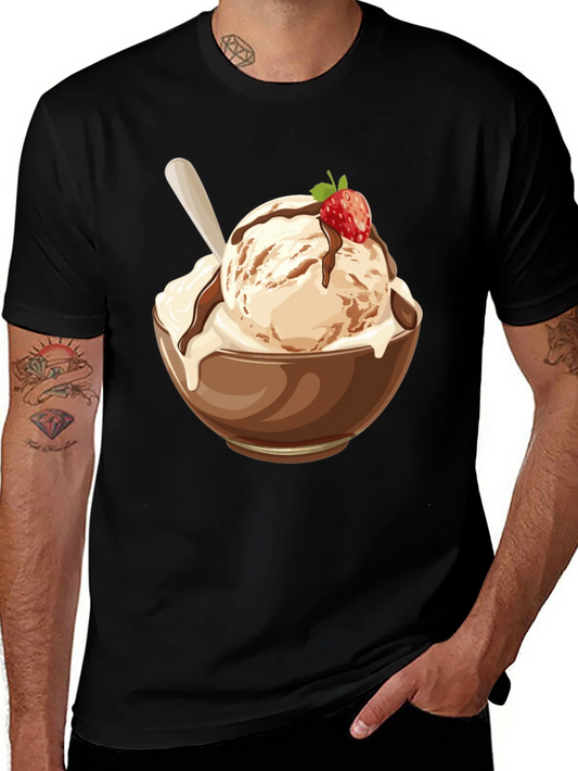 Camiseta Negra con Dise?o de Helado